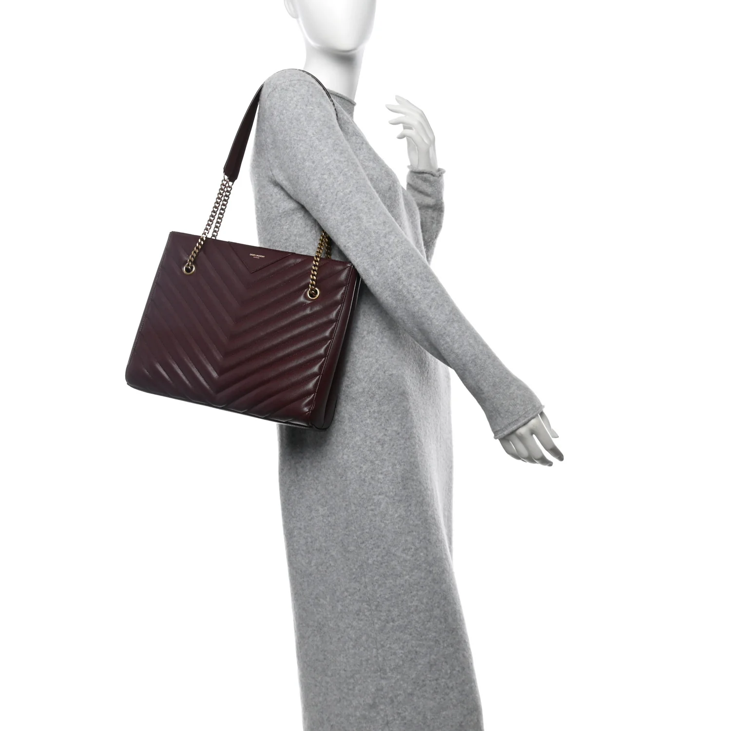 Grain de Poudre Matelasse Chevron Medium Tribeca Shopping Bag Rouge Legion - Top Club