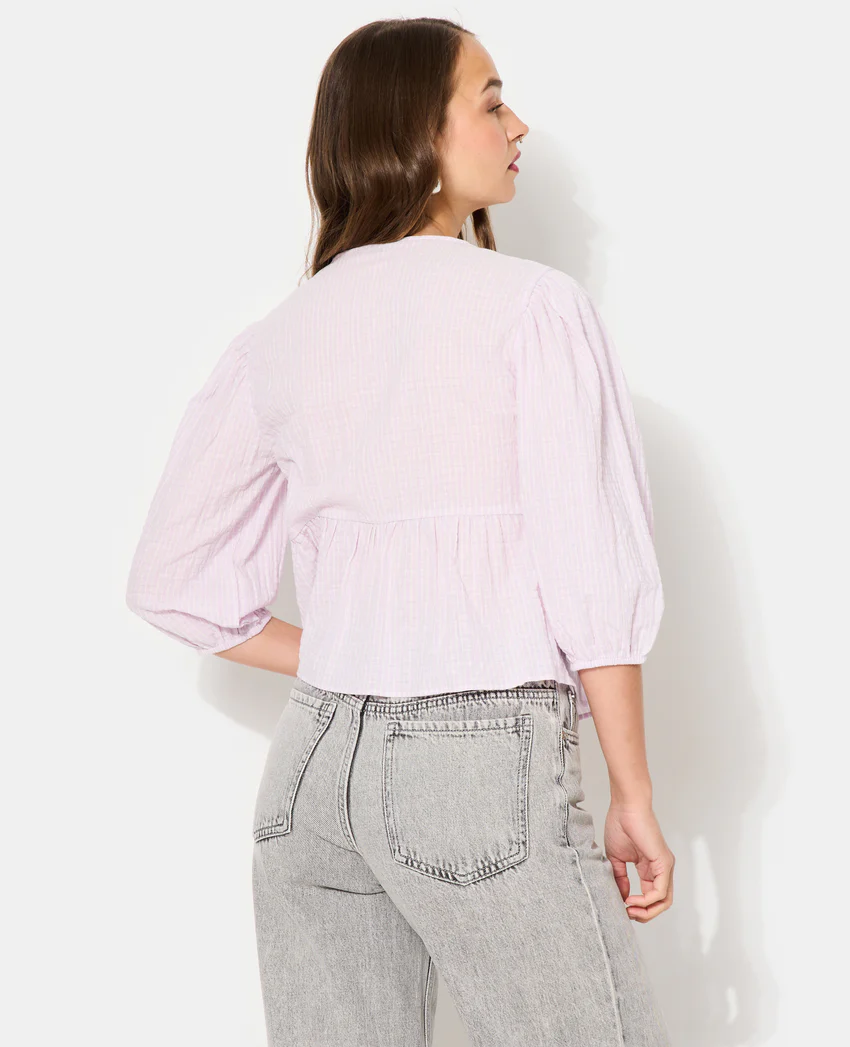 Pimkie Blouse rayée avec nouettes et manches ballons