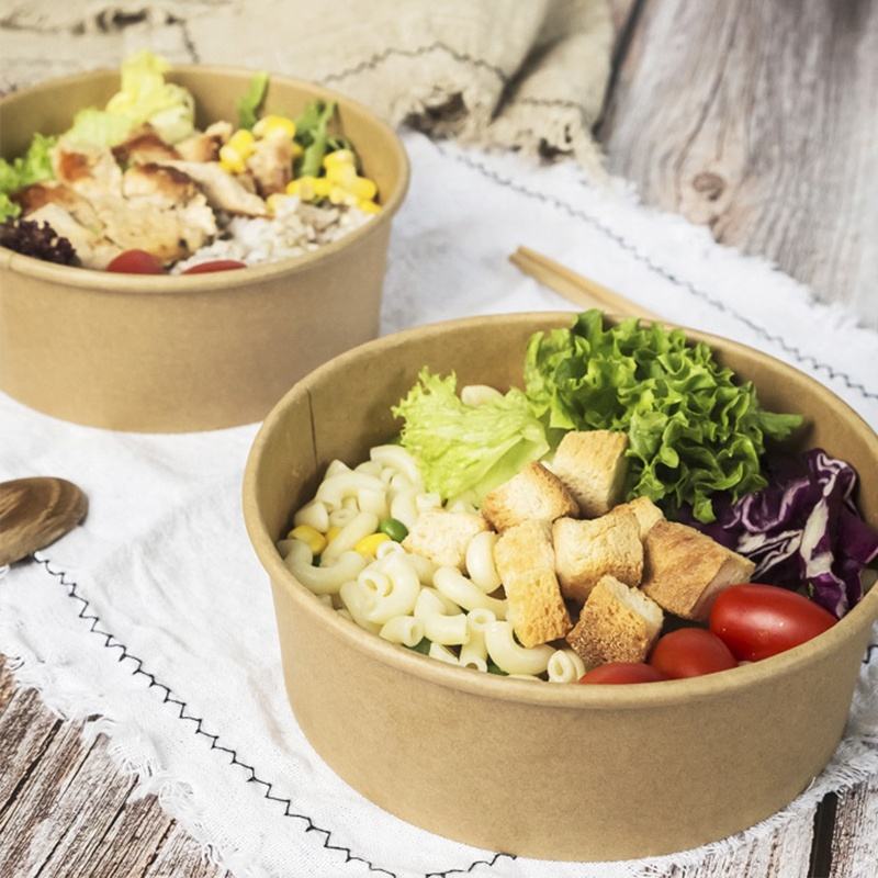 White Round Salad Bowls with Paper Lids