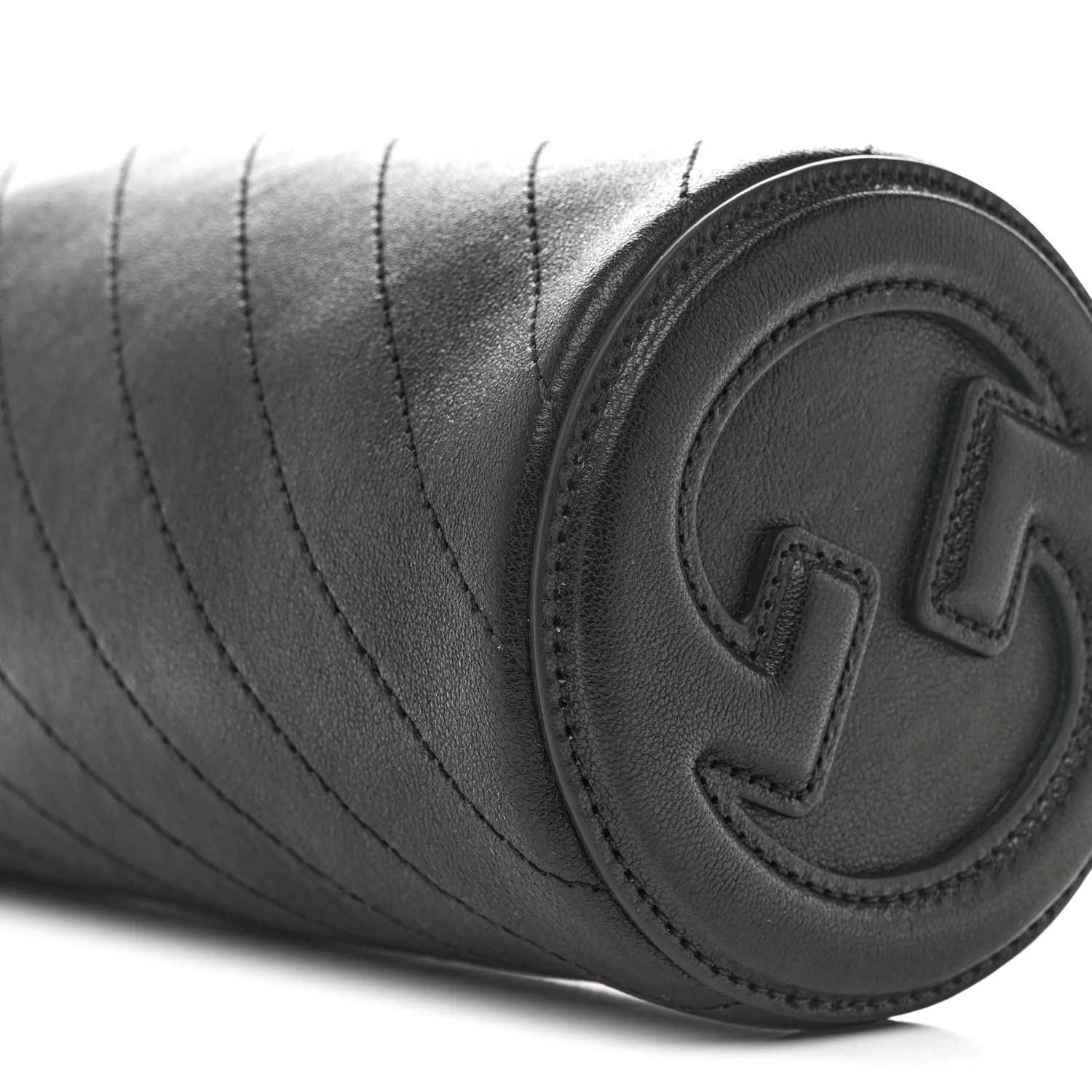 Sakai Be Green Calfskin Diagonal Stitched Mini Blondie Barrel Shoulder Bag Black - Top Club