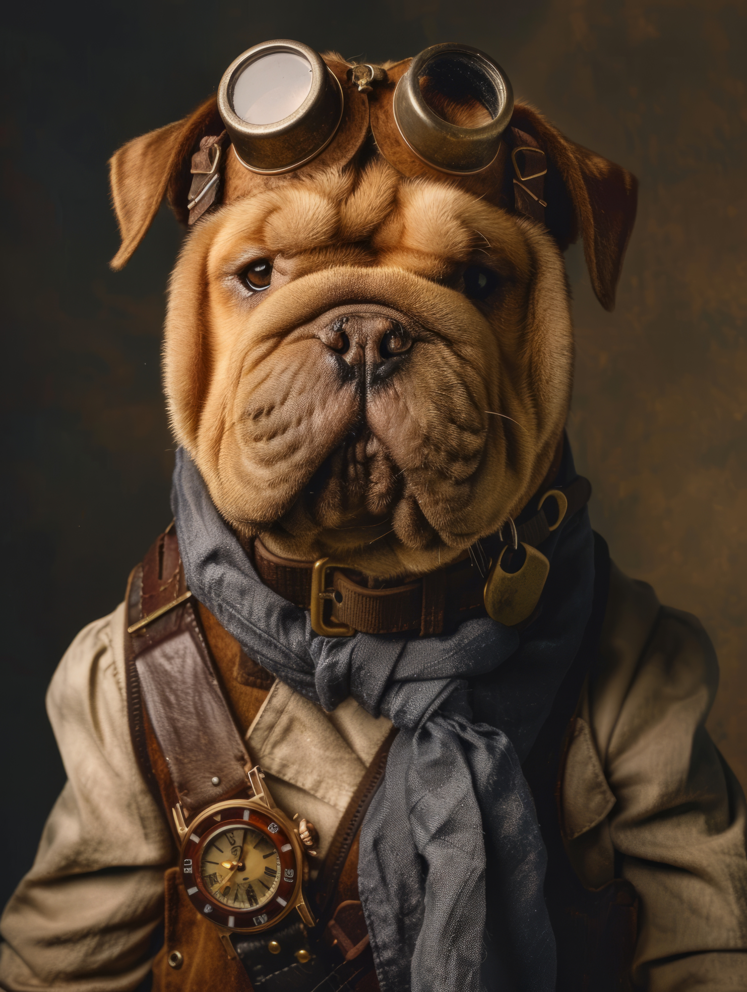 Canvas schilderij van een Chinese Shar dog 100x200 cm