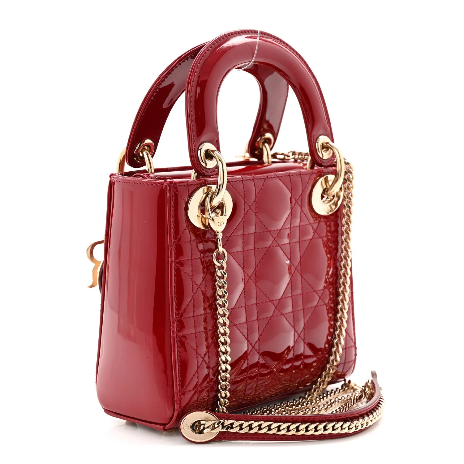 Patent Cannage Mini Lady Dior Red - Top Club