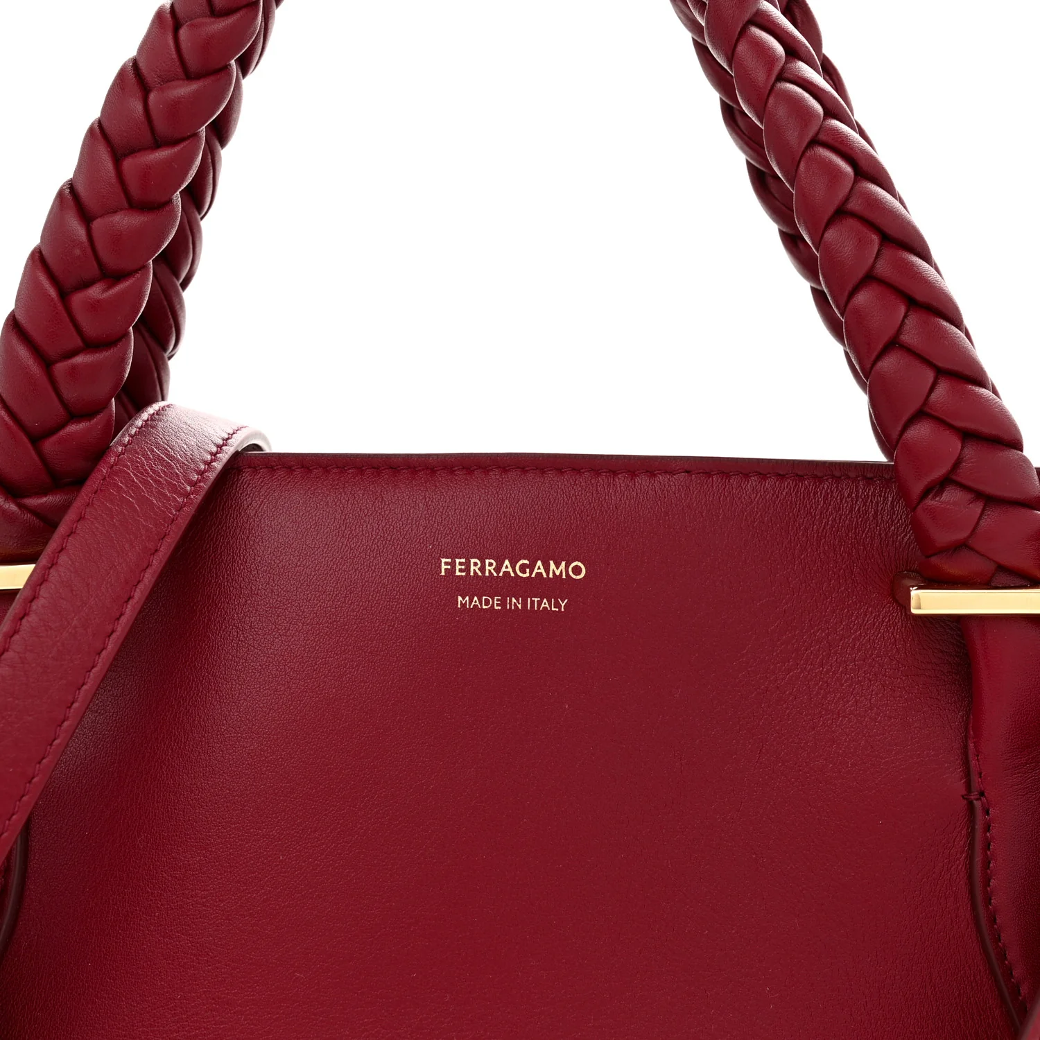Calfskin Braided Small Blossom Top Handle Bag Burgundy - Top Club