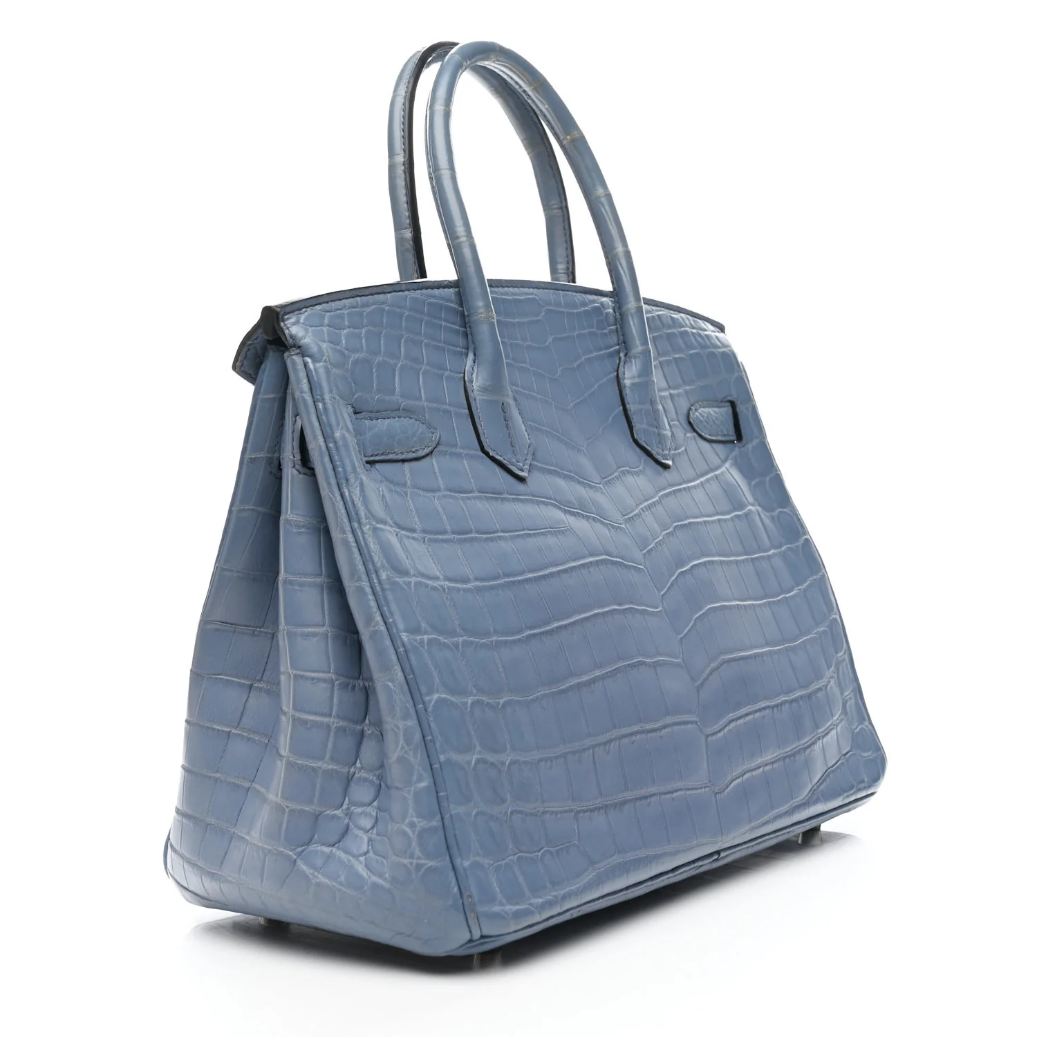 Matte Porosus Crocodile Birkin 30 Bleu Brighton - Top Club