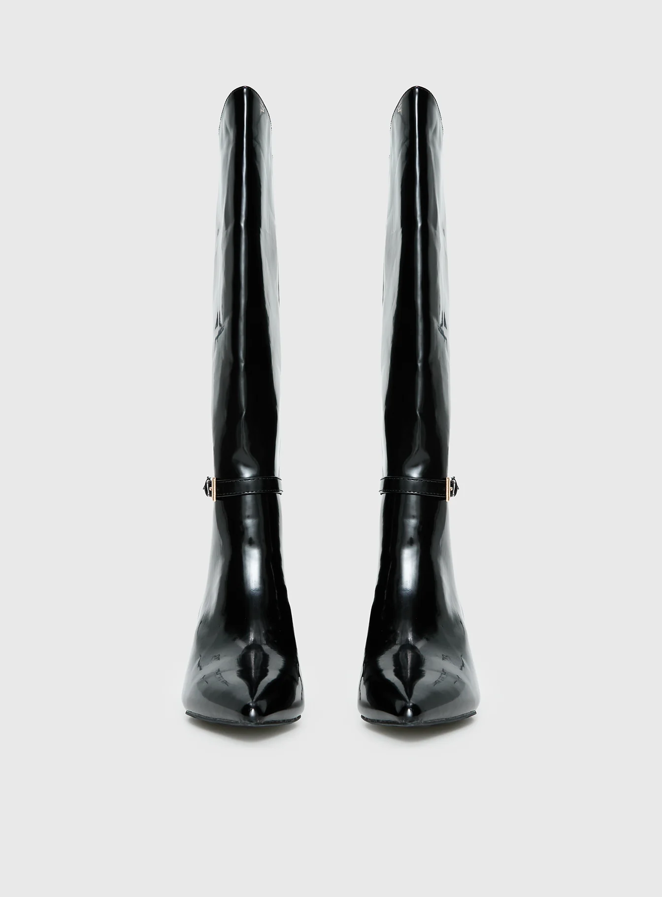 Glazed Knee High Boots Black