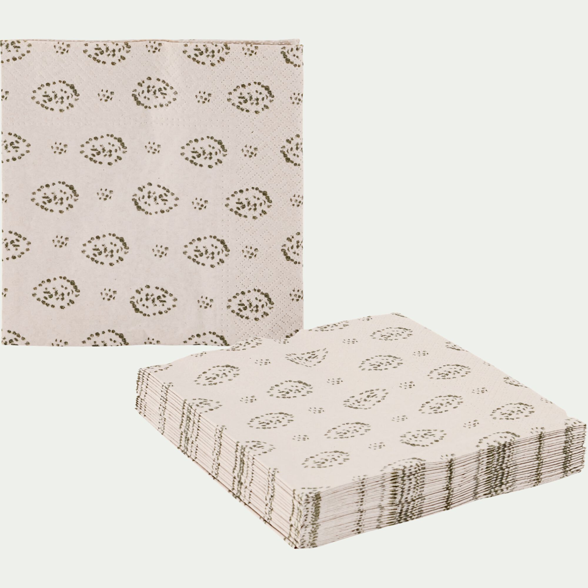 AMANDE - Lot de 20 serviettes en papier motif amande 33x33cm - beige alpilles