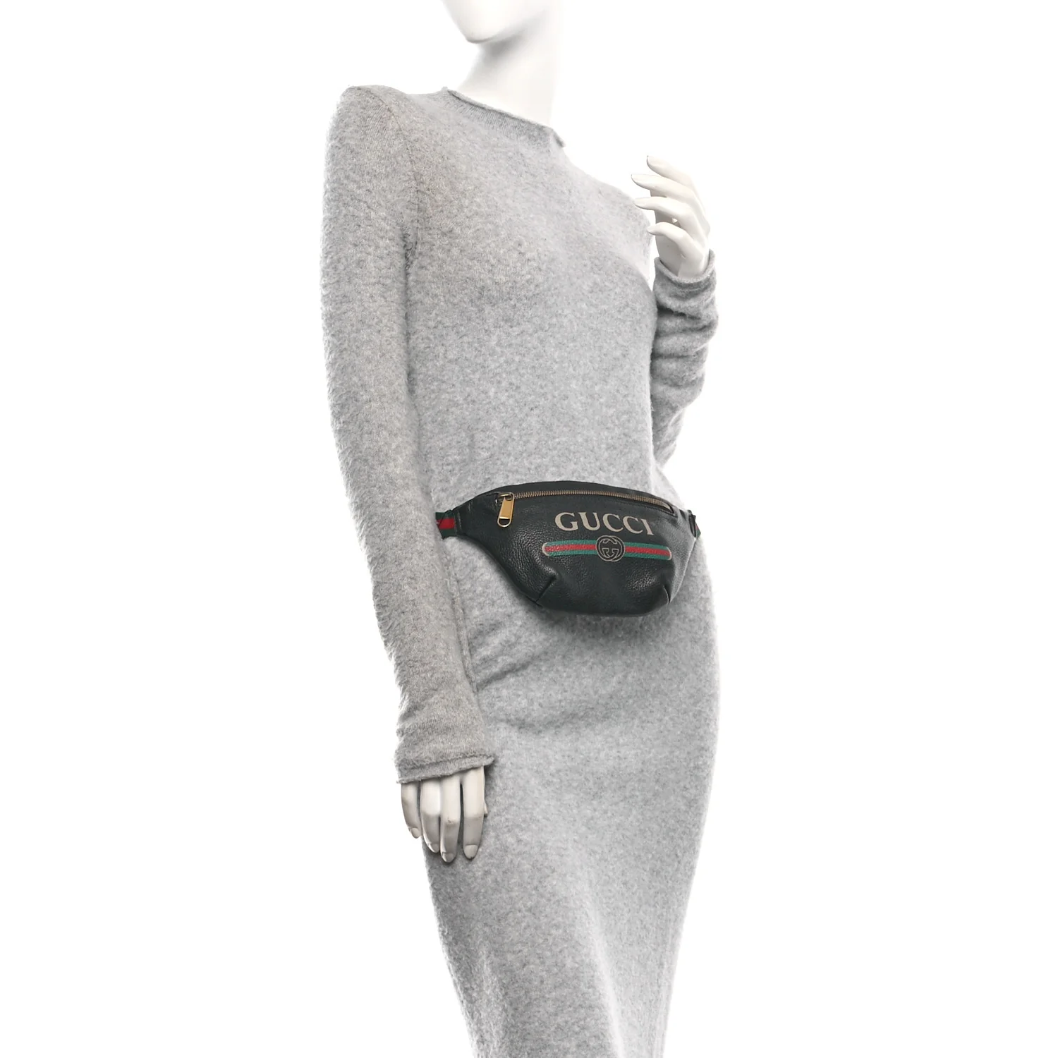 Grained Calfskin Small Logo Belt Bag Black