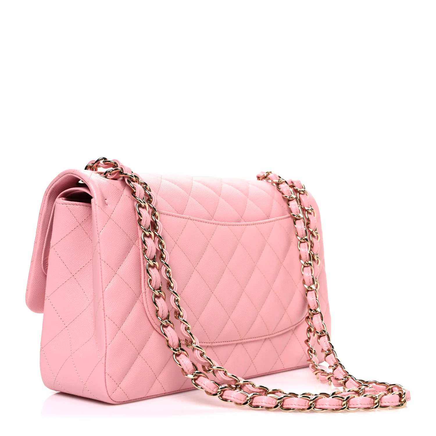 Caviar Quilted Jumbo Double Flap Pink - Top Club