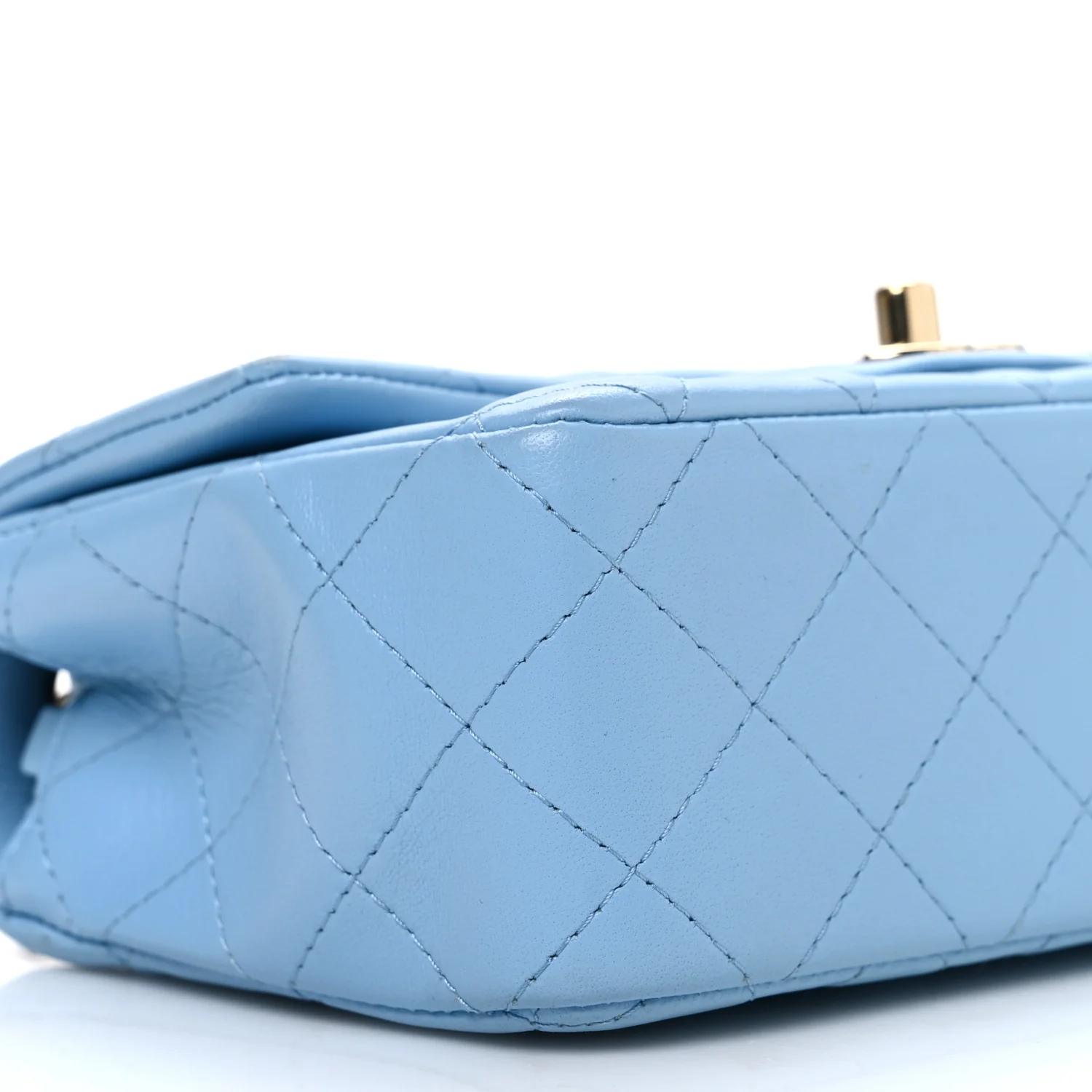 Lambskin Quilted Mini Rectangular Flap Light Blue - Top Club