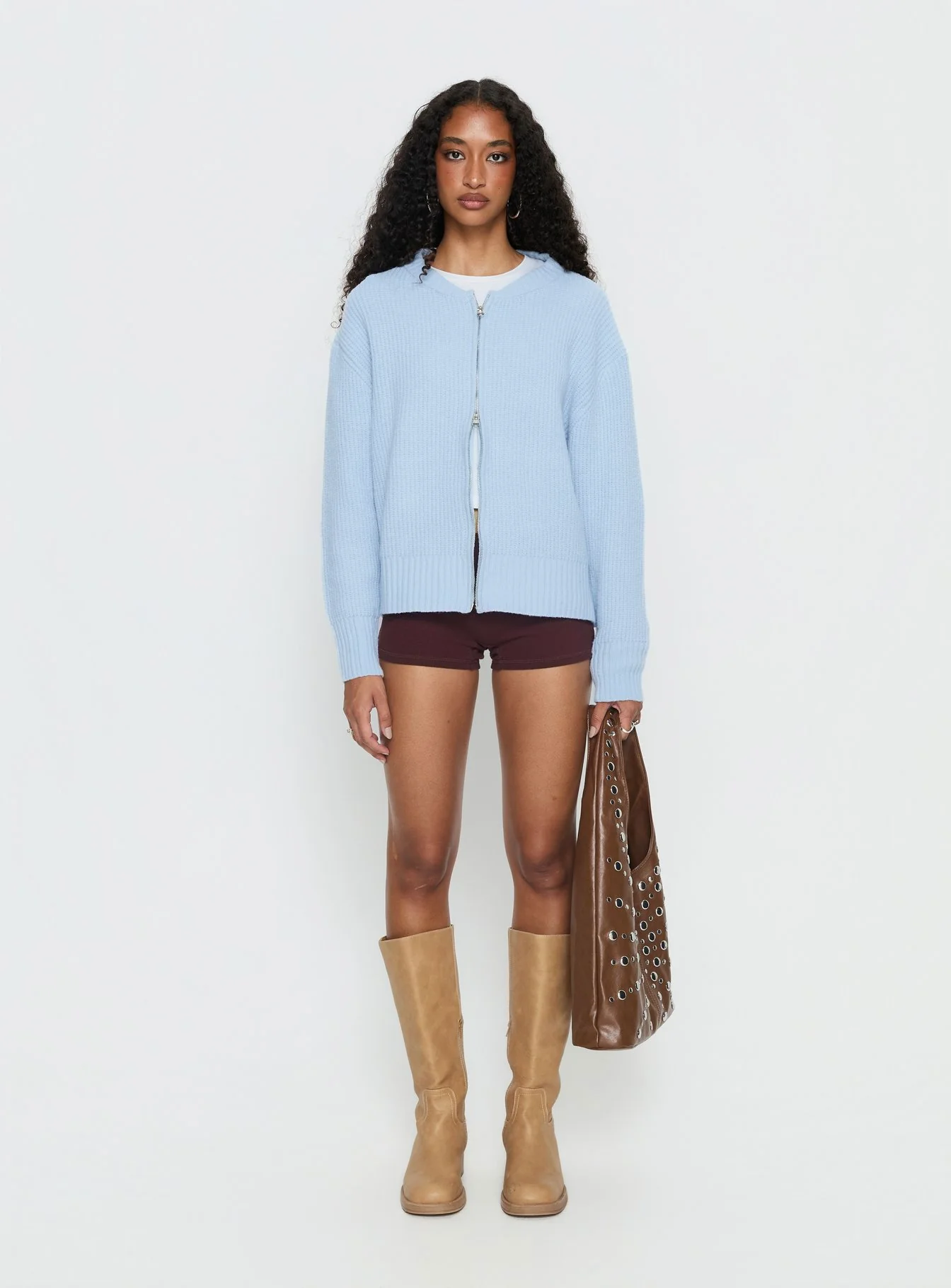 Lexene Zip Through Jumper Baby Blue