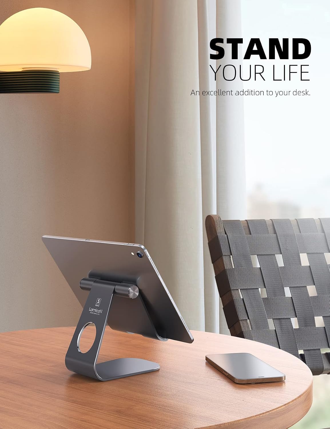 Lamicall iPad Stand Adjustable Tablet Holder, Sturdy Aluminum, Multi-Angle| Dock Stand for 4-13