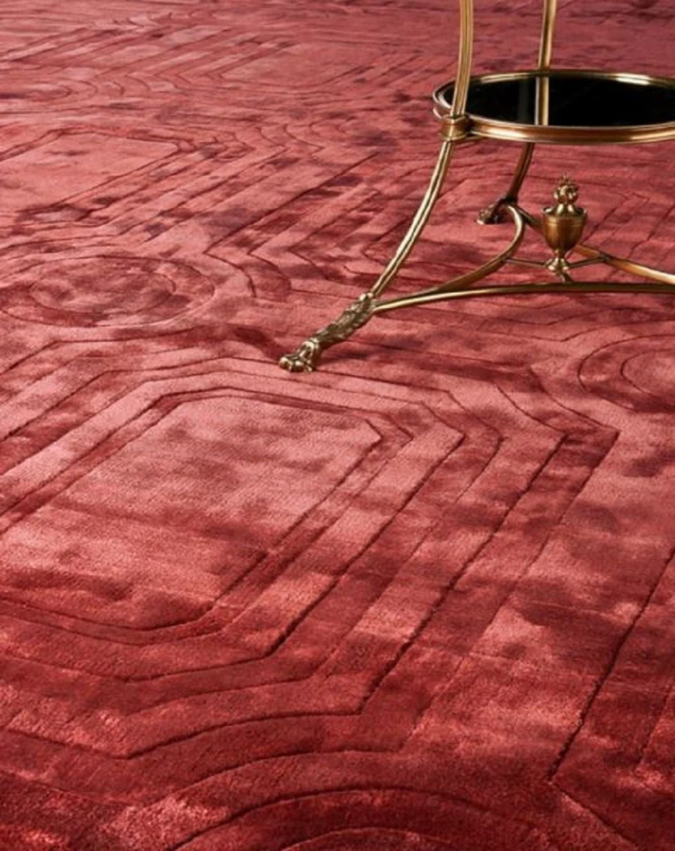 Luxury viscose rug red 200 x 290 cm - rectangular living room rug - luxury quality