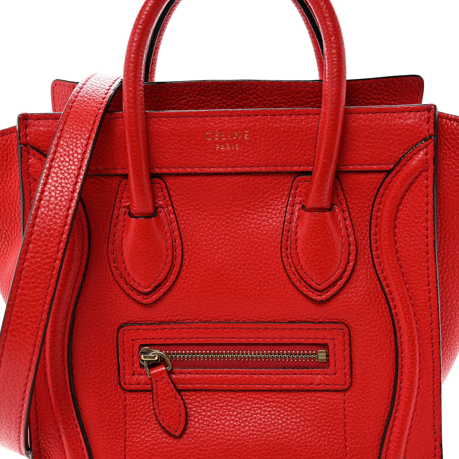 Drummed Calfskin Nano Luggage Vermillion - Top Club