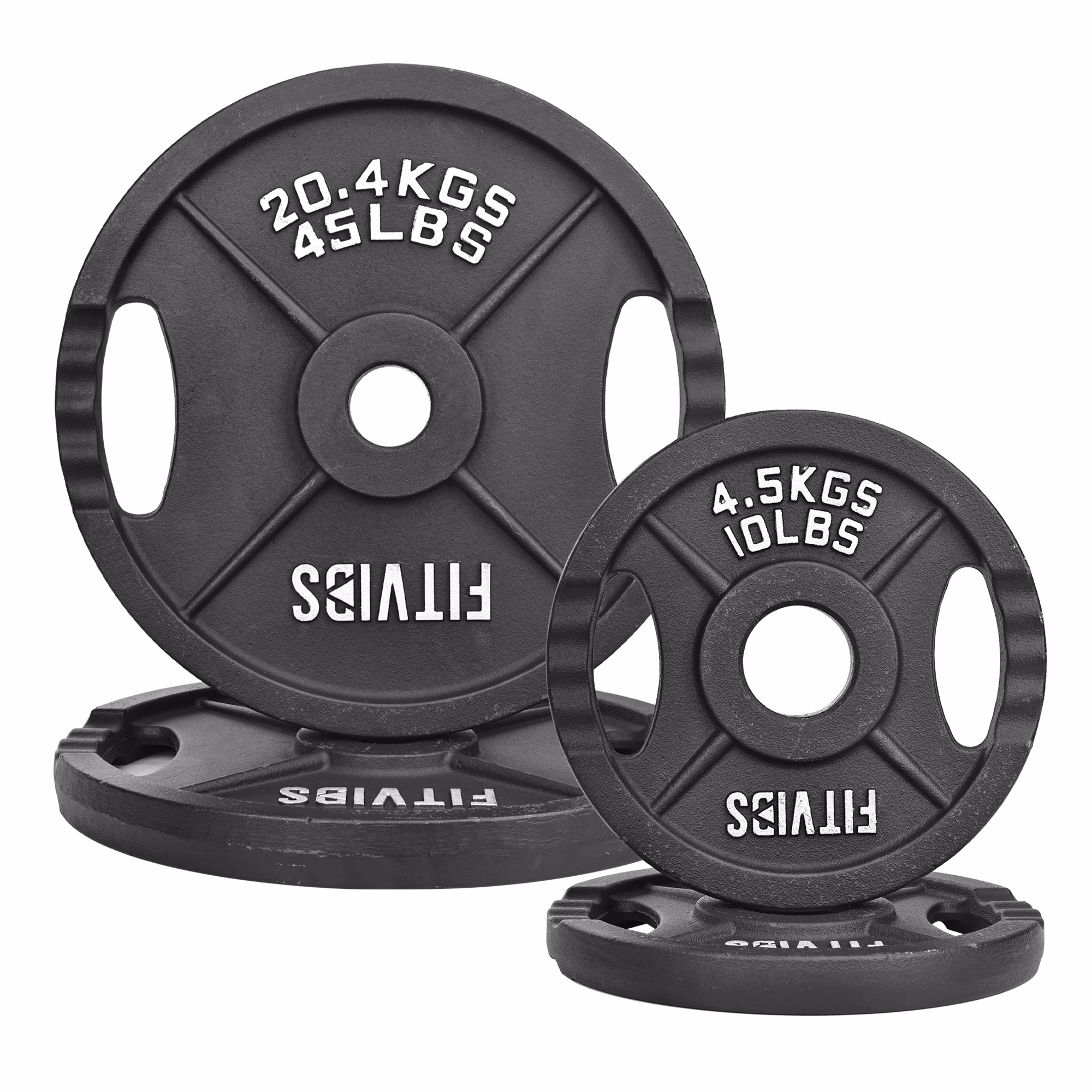FlexWave 2-Hole Cast Iron Weight Plate Set, 110LB–230LB, Strength Training Plates for Home Gym