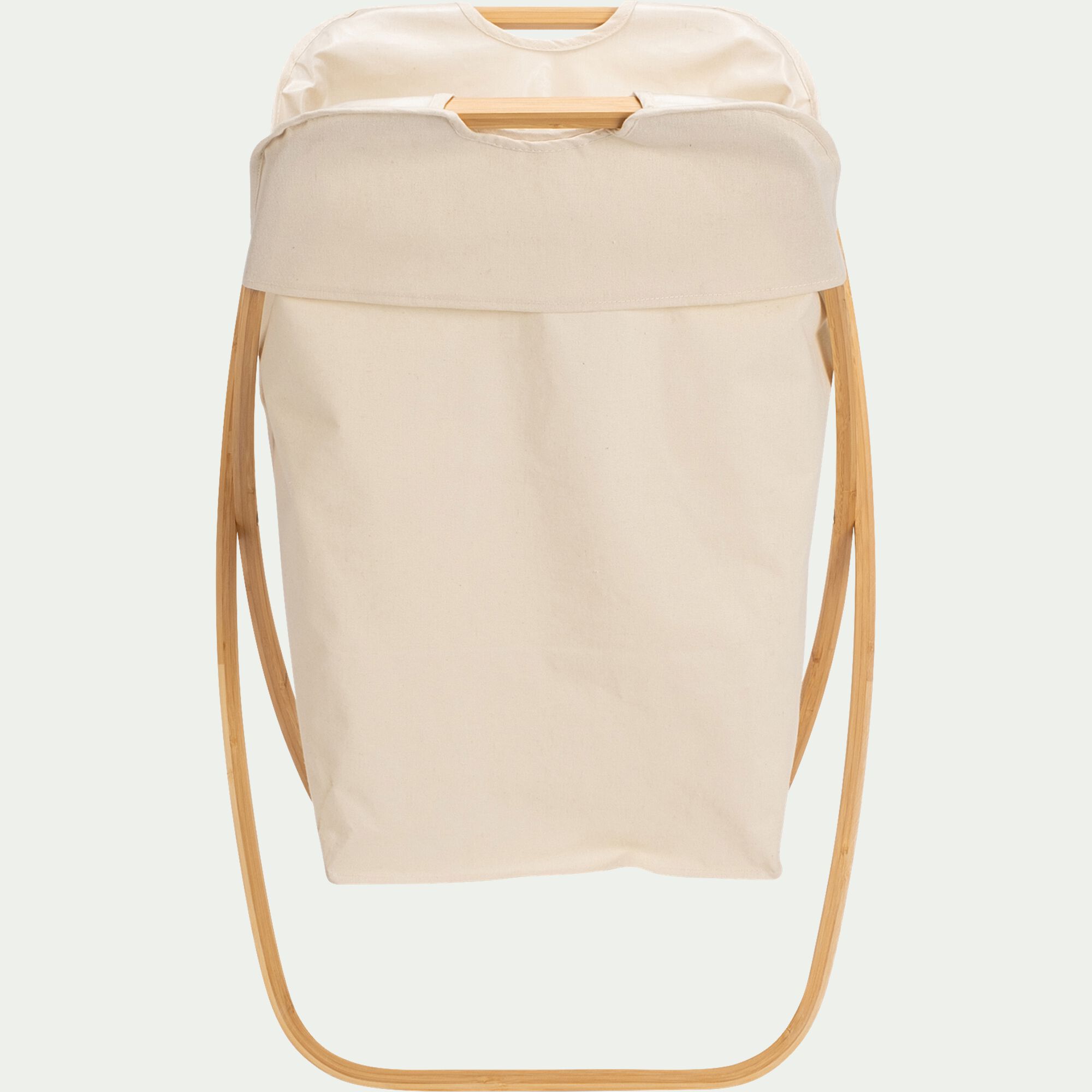 LINO - Panier à linge en polycoton et bambou H67xL46cm - blanc