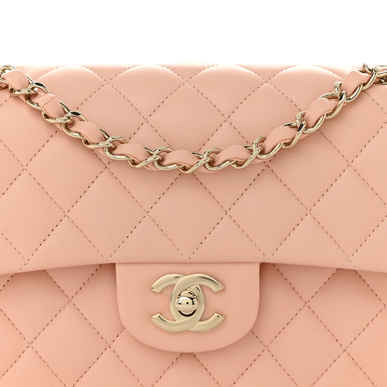 Lambskin Quilted Small Double Flap Light Orange - Top Club