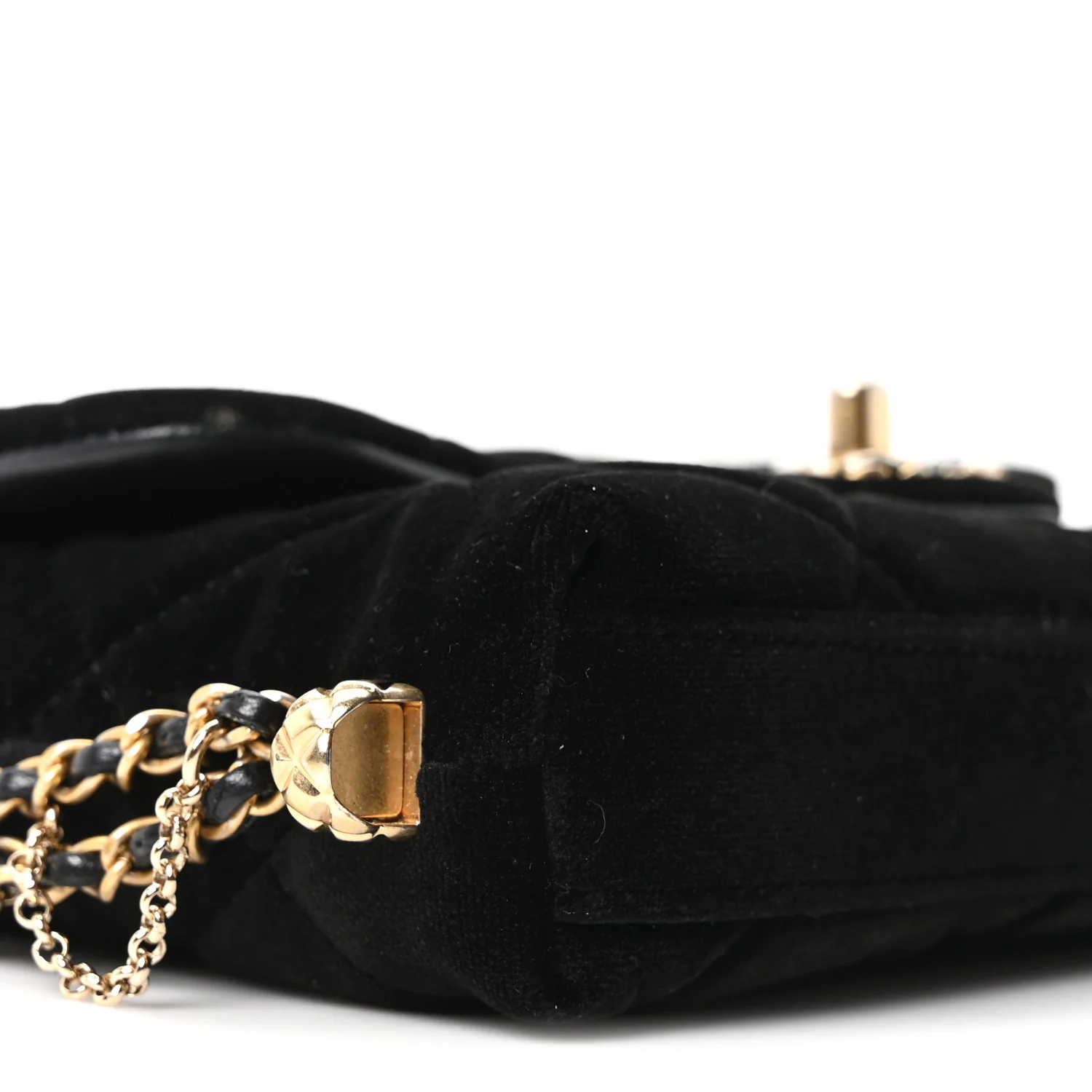Velvet Quilted Crush On Chains Flap Bag Black - Top Club