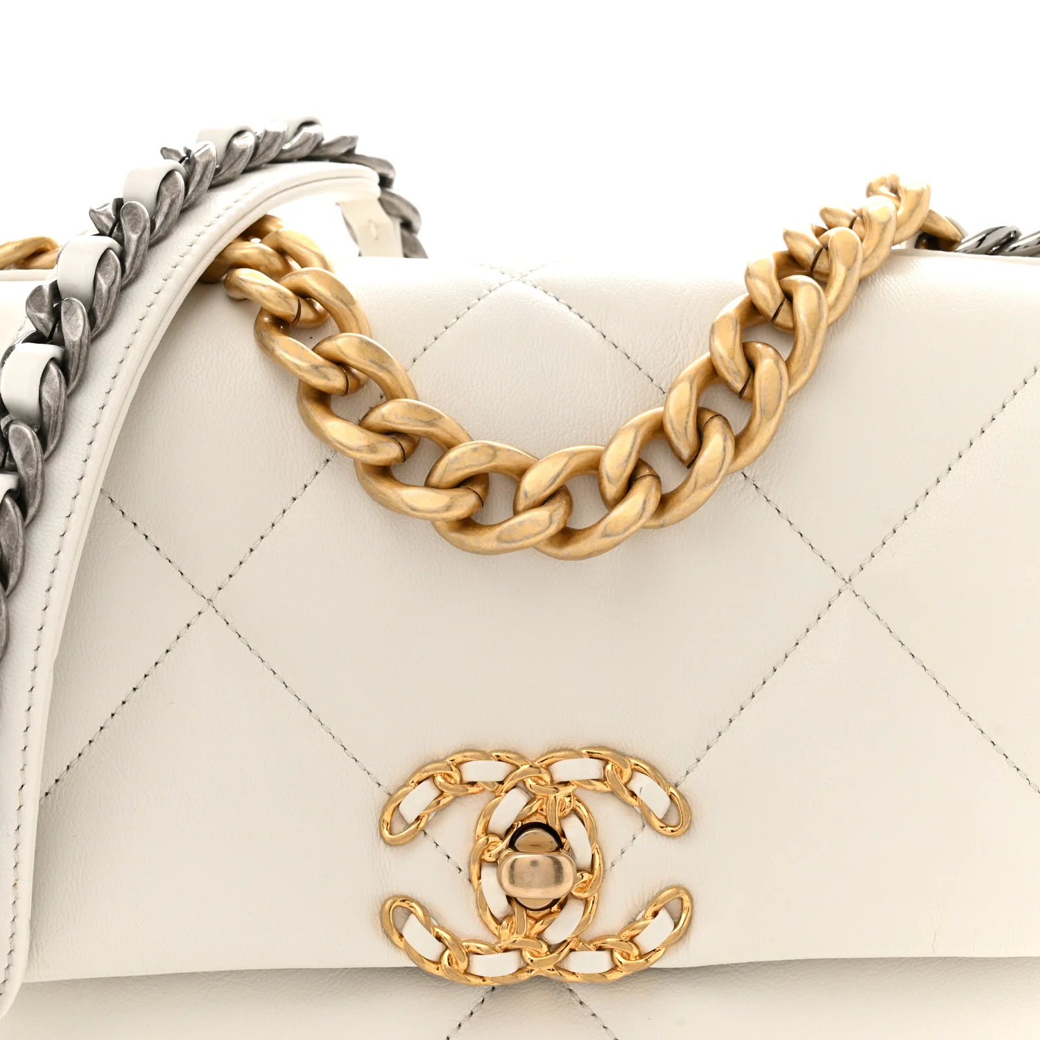 Goatskin Quilted Medium Chanel 19 Flap White - Top Club