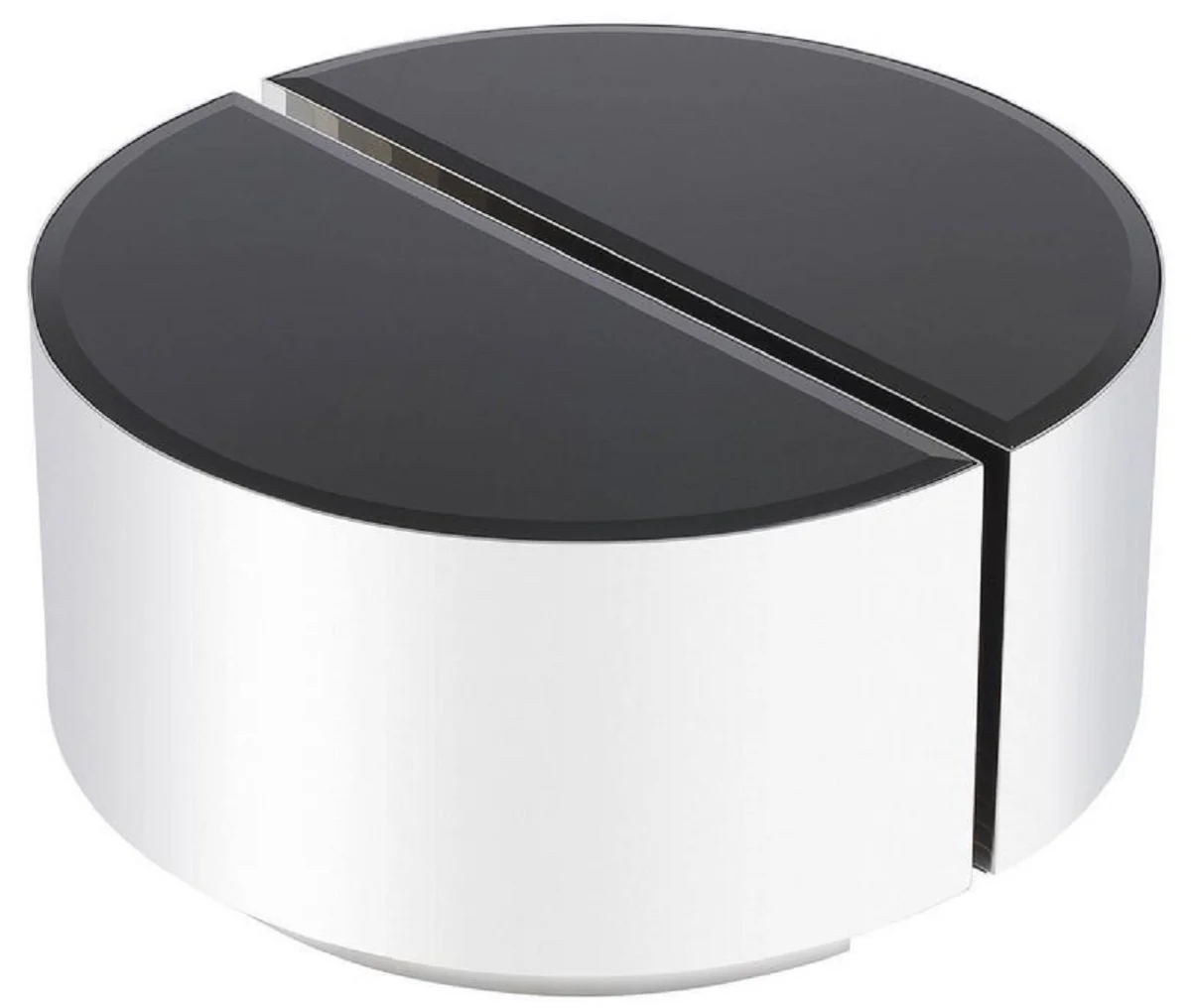 Luxury side table set silver / black - 2 semicircular stainless steel tables with beveled glass tops - luxury living room furniture