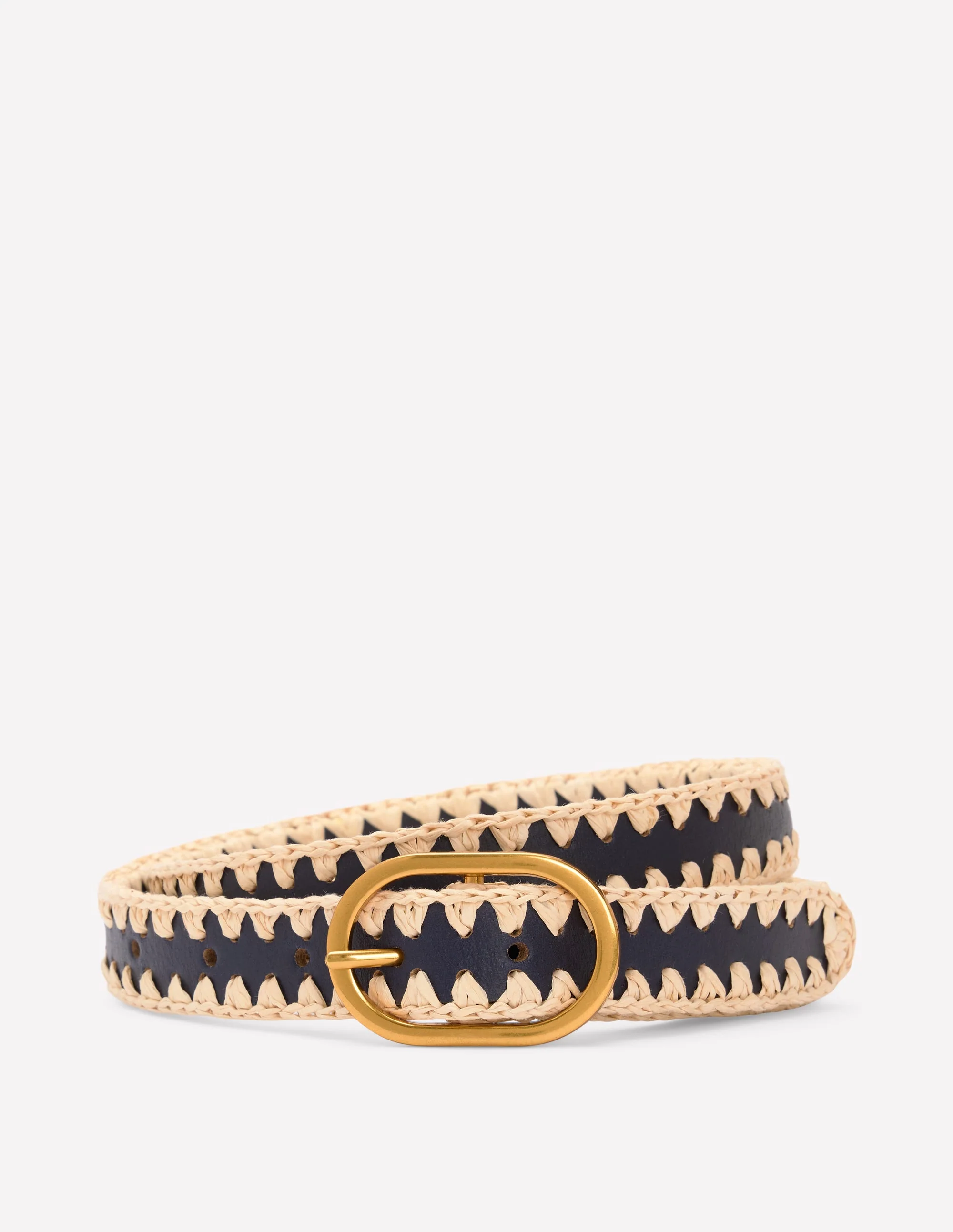 Klassischer Gürtel mit Überwendlingsstich-Black/Ivory Stripe