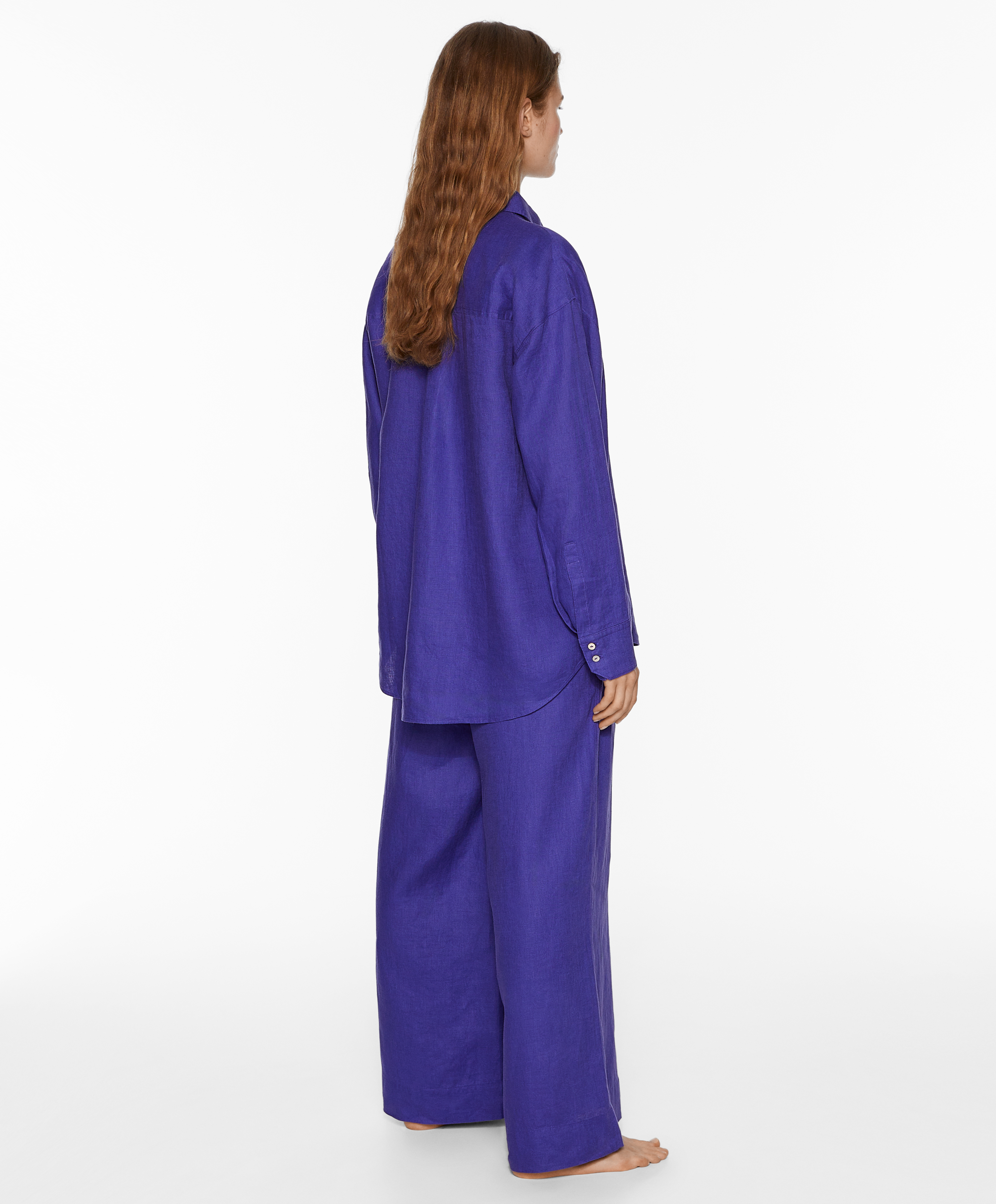 OYSHO 100% linen wide straight-leg trousers