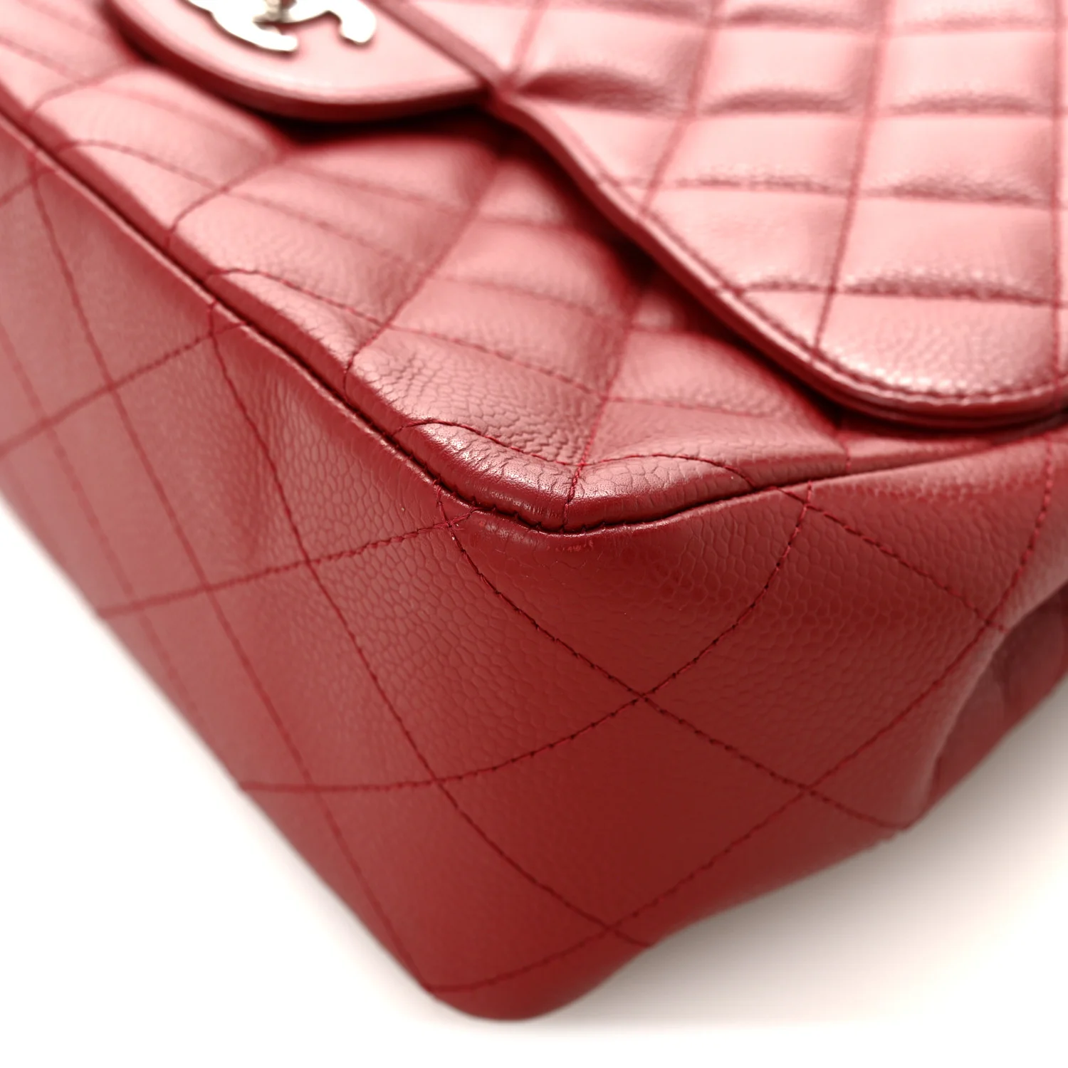 Caviar Quilted Jumbo Single Flap Dark Red - Top Club