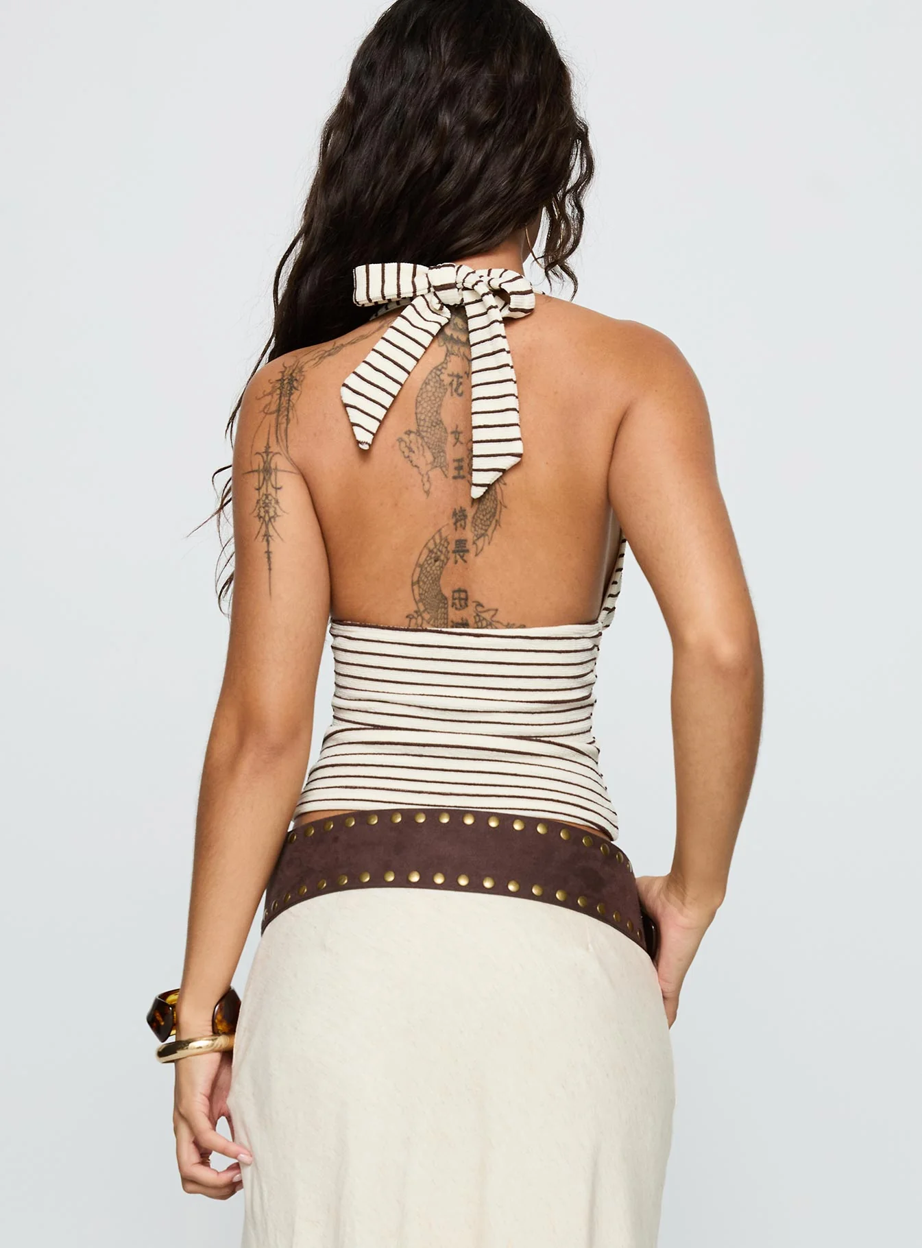 Whimsy Halter Top Chocolate / White Stripe
