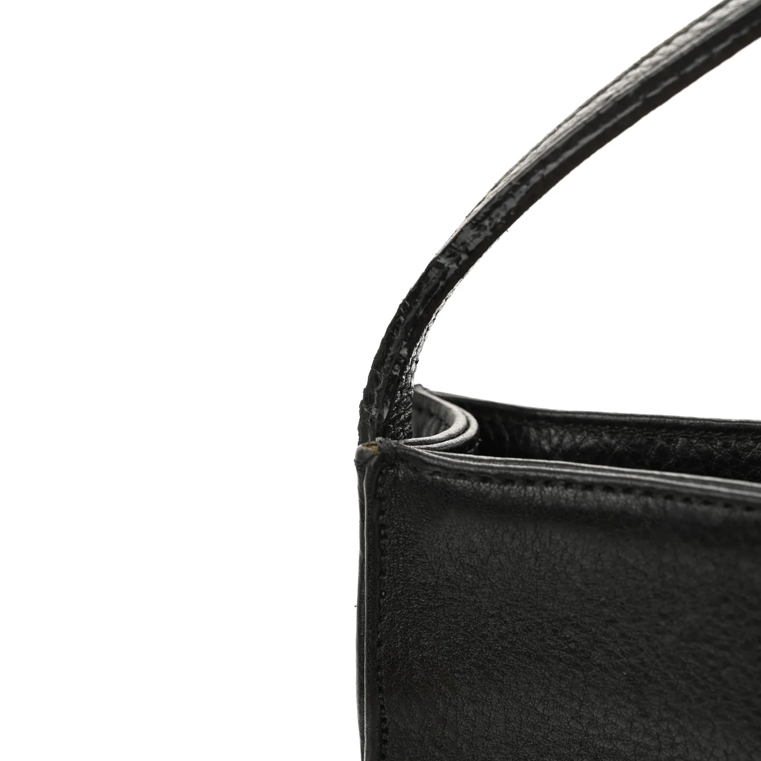 Grained Calfskin Fleur De Lis Square Pocket Crossbody Black - Top Club