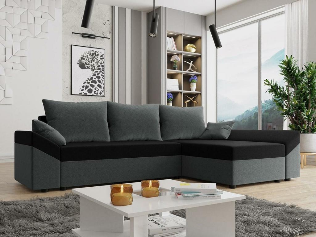 Sofá rinconero Memphis 130, Gris, Función de descanso, Caja de ropa de cama, 240x140x82cm