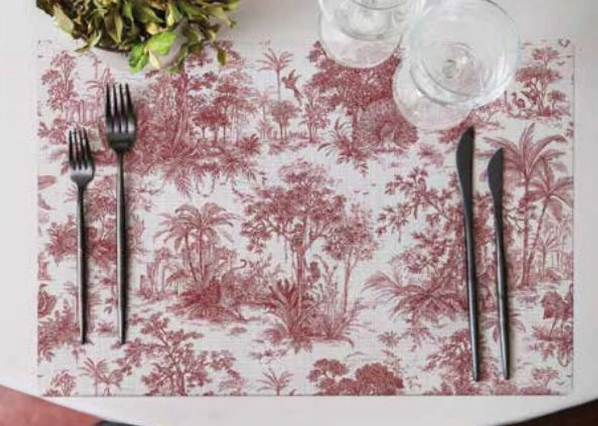 Luxury table coasters set of 6 jungle white / red 35 x 50 cm - design placemats - dining table decoration - luxury collection