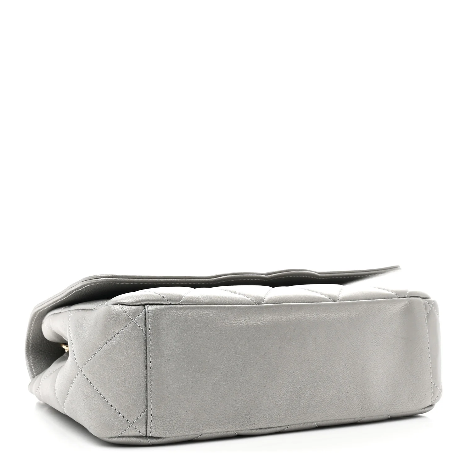 Metallic Goatskin Quilted Timeless CC Flap Silver - Top Club