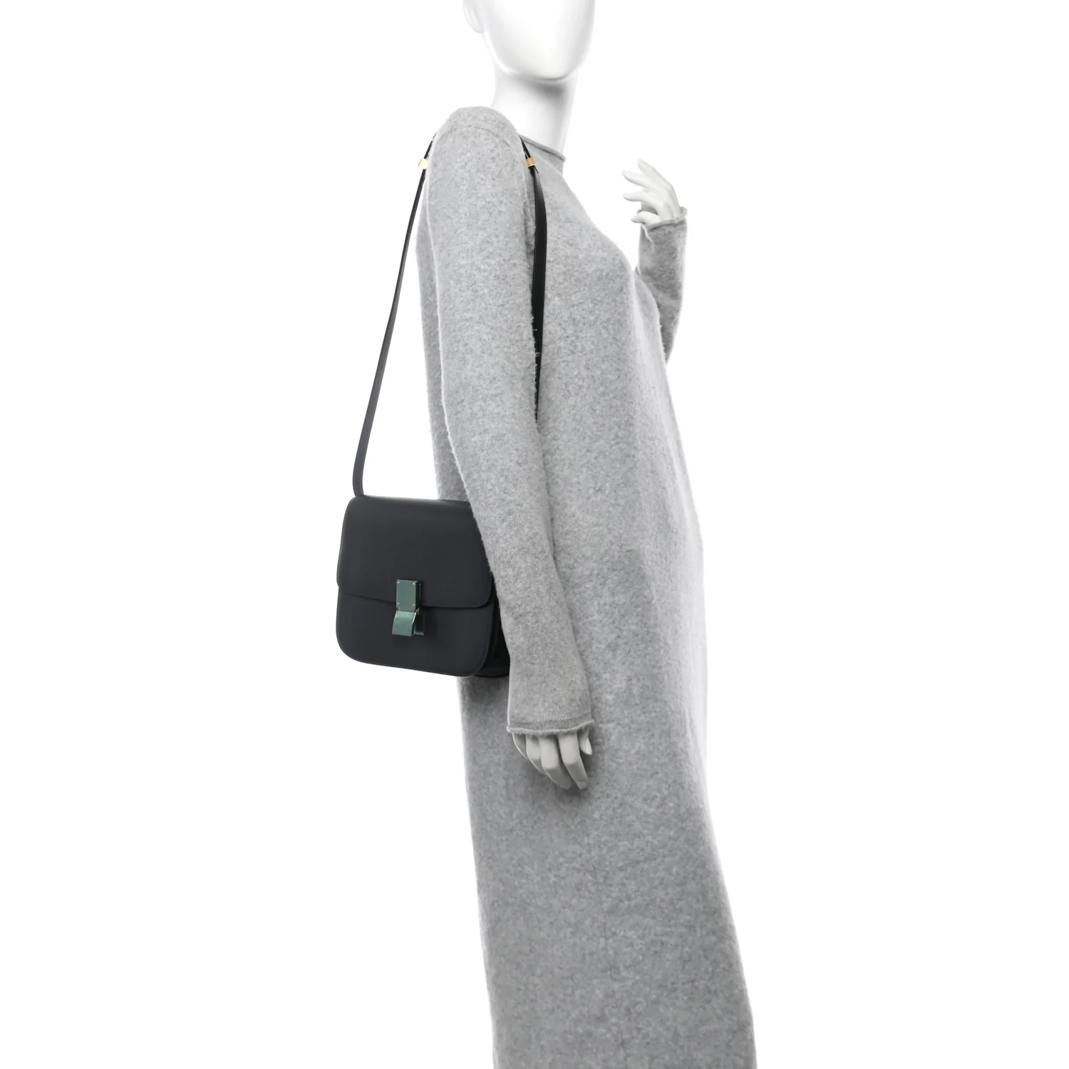 Liege Calfskin Medium Classic Box Flap Bag Anthracite