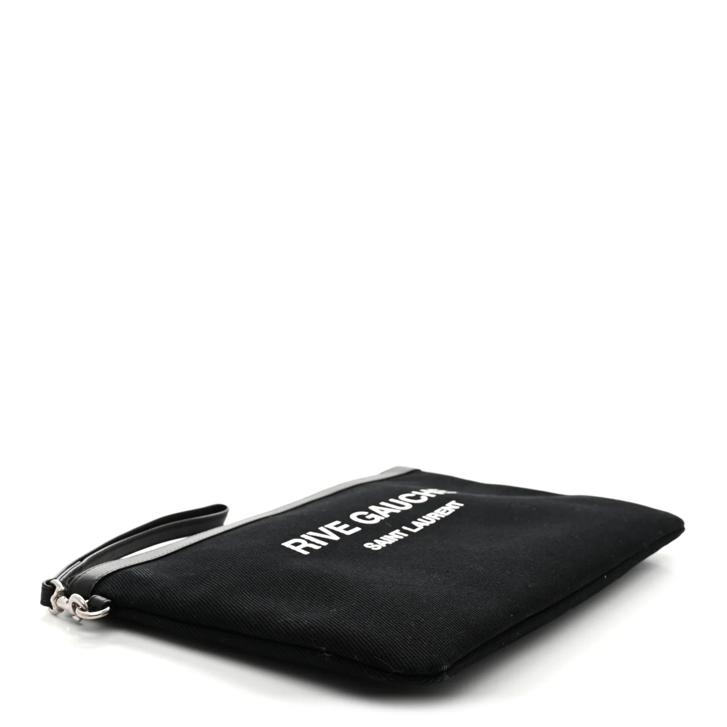 Linen Canvas Rive Gouche Zipped Pouch Black - Top Club