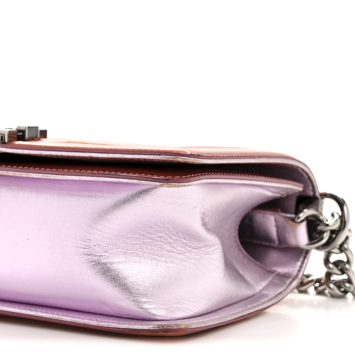 Metallic Patent Calfskin Quilted Medium Boy Flap Light Pink - Top Club