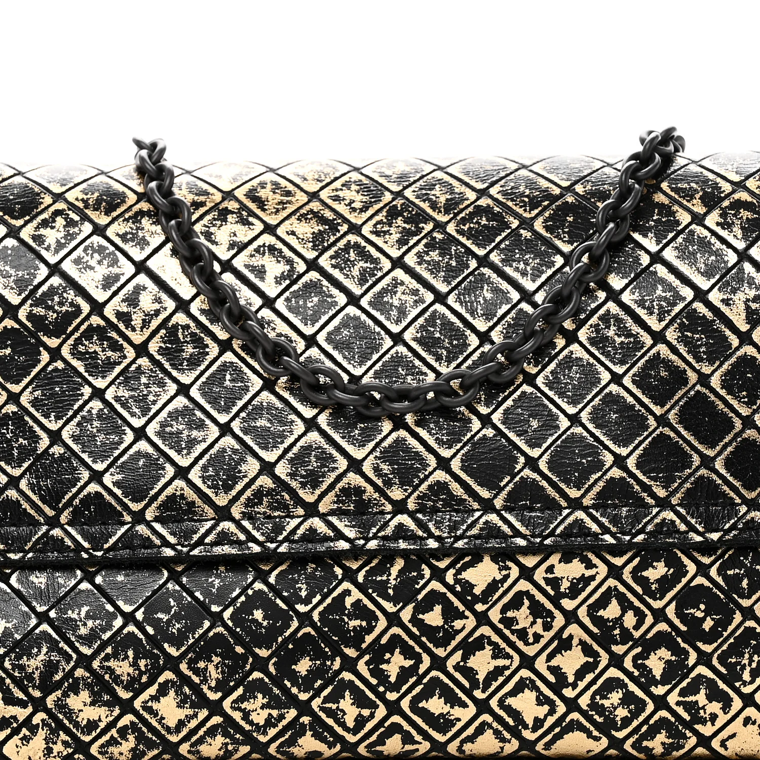 Calfskin Intrecciomirage Embossed Butterfly Chain Crossbody Black Gold - Top Club