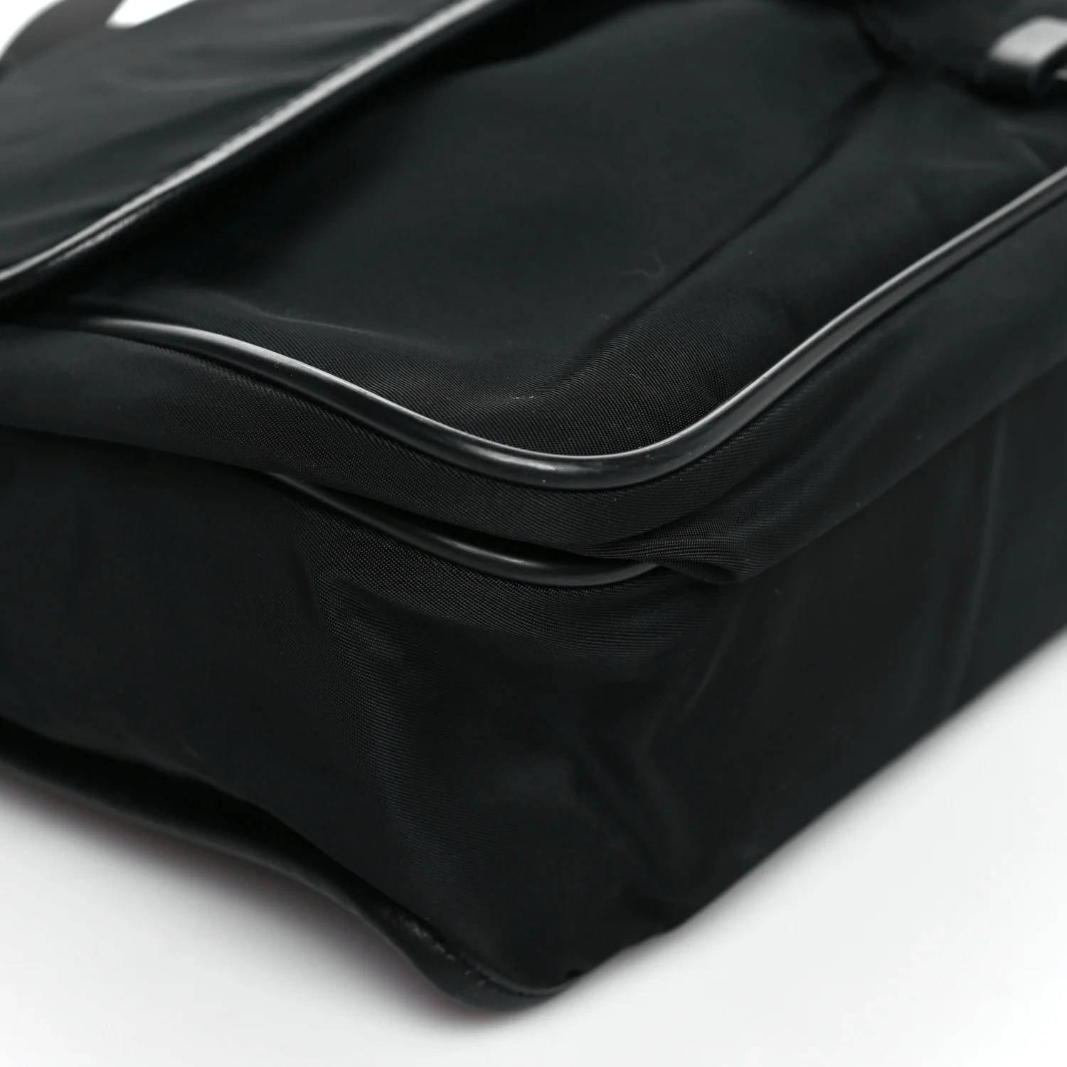Tessuto Nylon Saffiano Single Snap Buckle Flap Messenger Bag Black - Top Club