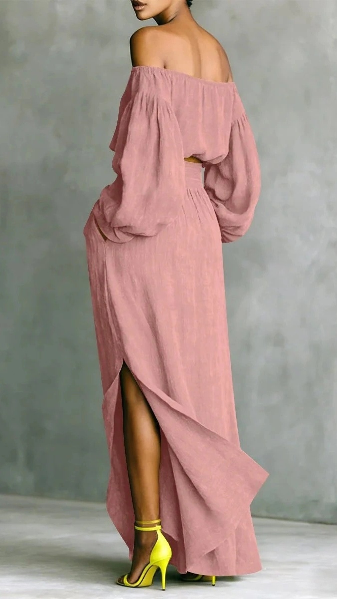 Women's casual off-shoulder top and asymmetrical skirt two-piece set - Nordfashionstorm - Women's Clothing, Fashion for You - Nordfashionstorm.com