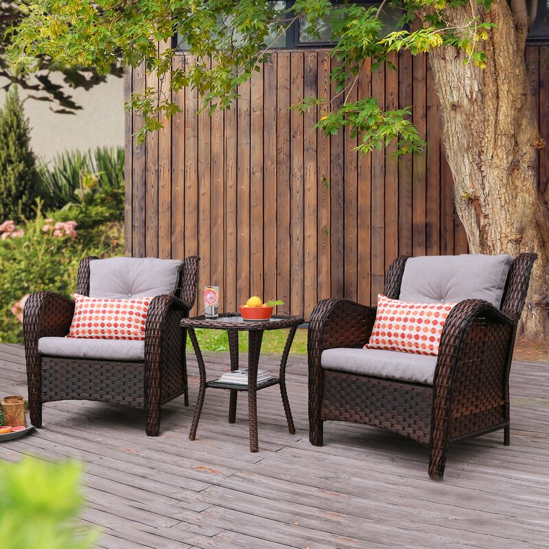 Jann Wicker/Rattan 2-person seating group with cushions