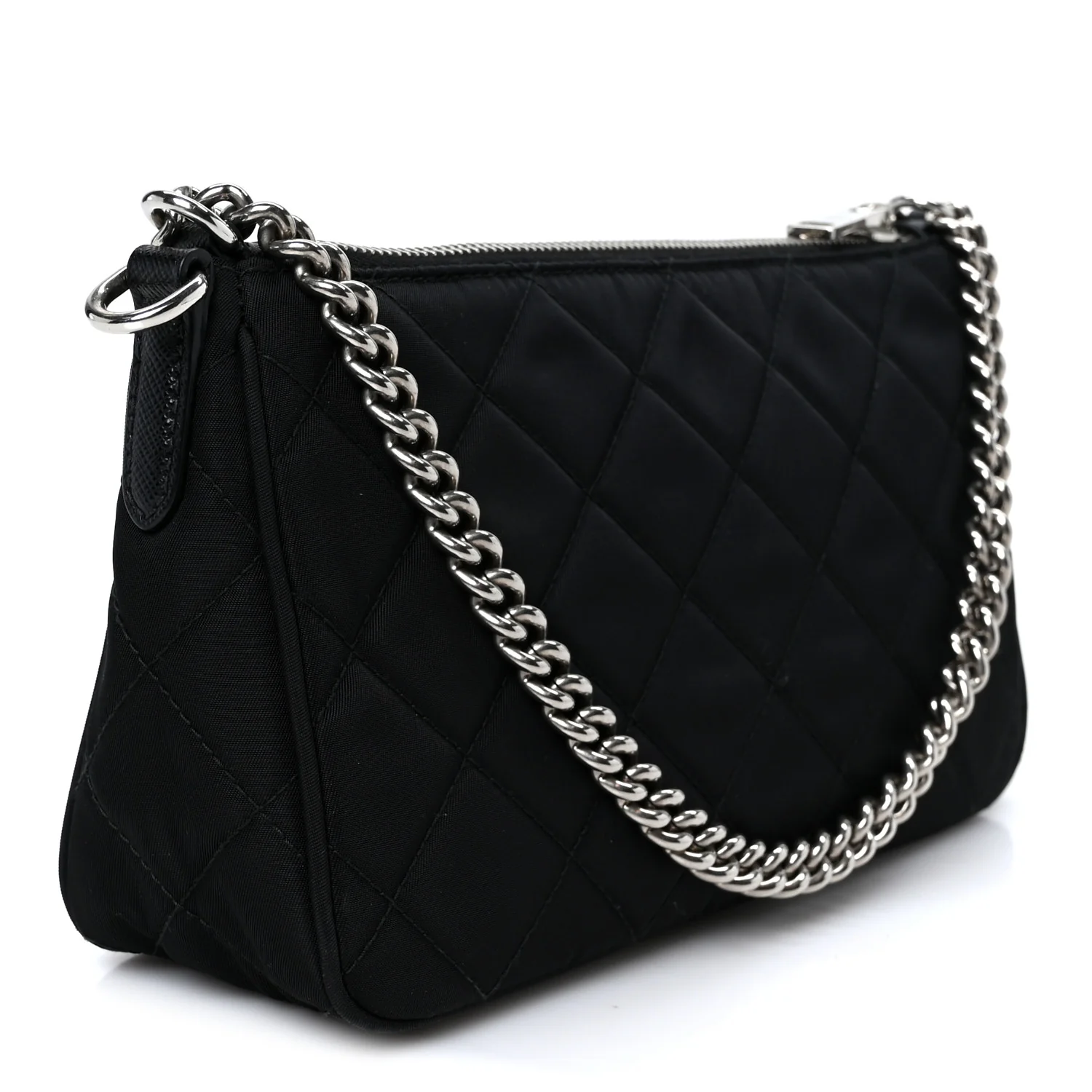 Nylon Tessuto Impuntu Quilted Crossbody Bag Black - Top Club