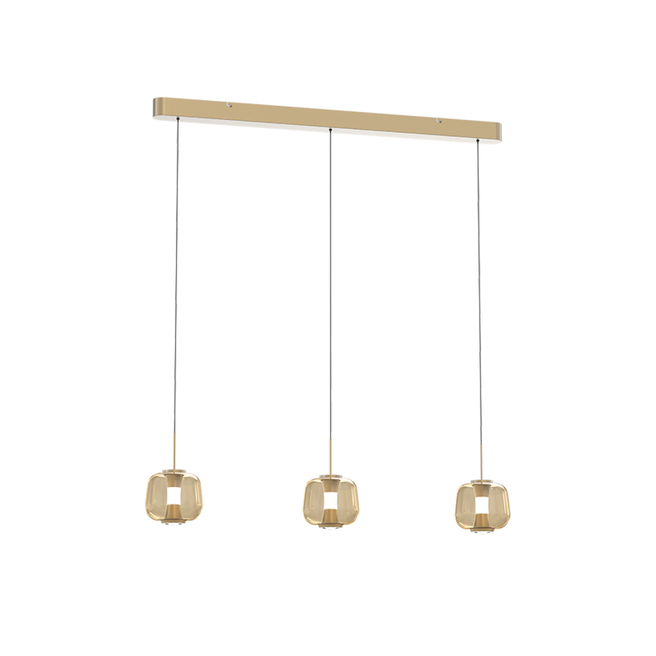 Hanglamp Rosa 3-lichts Balk Rosé-goud