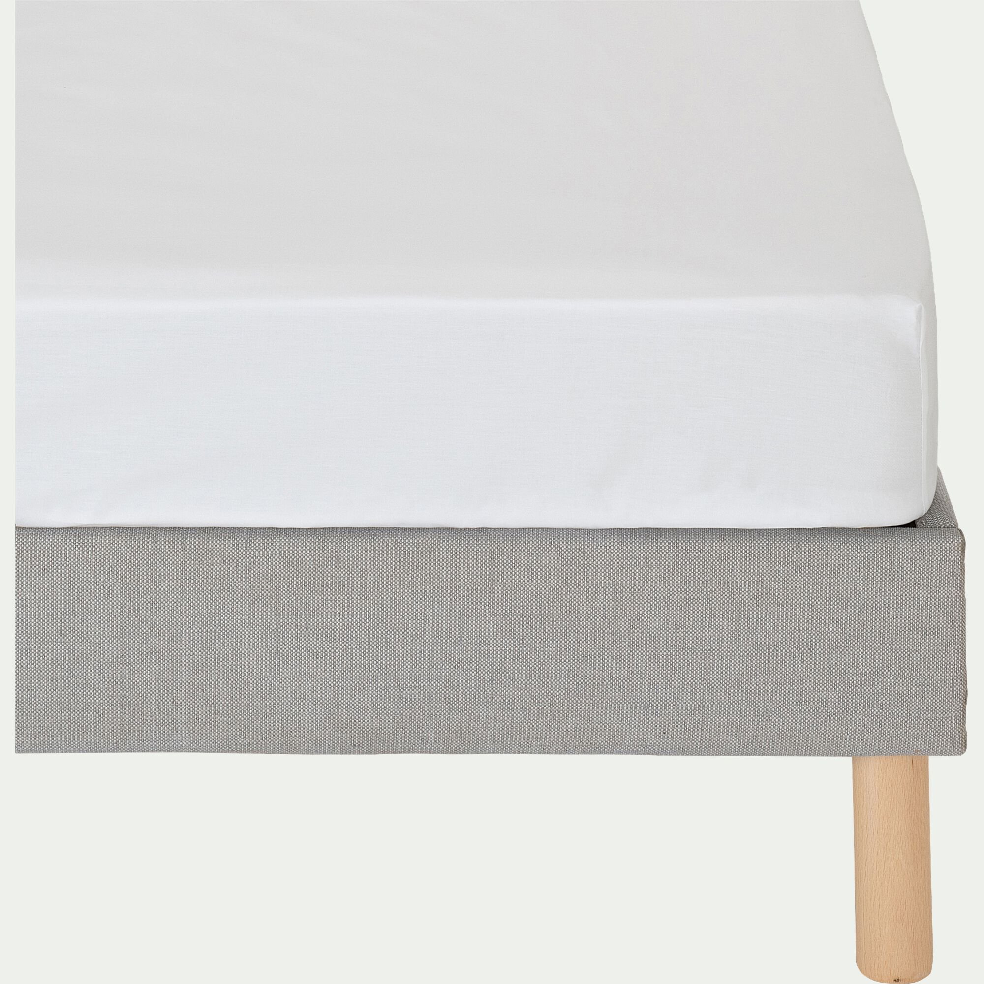 EOLI - Drap housse en coton 90x200cm B30cm - blanc optique
