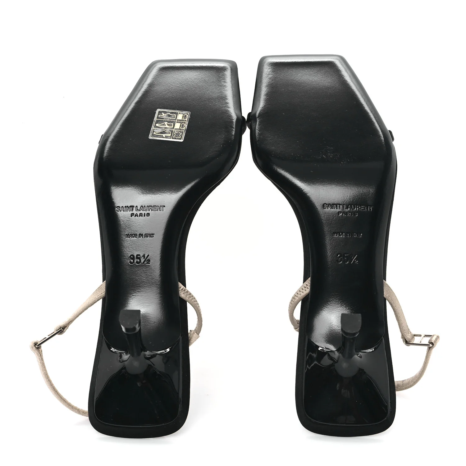 Satin Slingback Jaspe 55 Sandals  35.5 Black Partridge Pink - Top Club