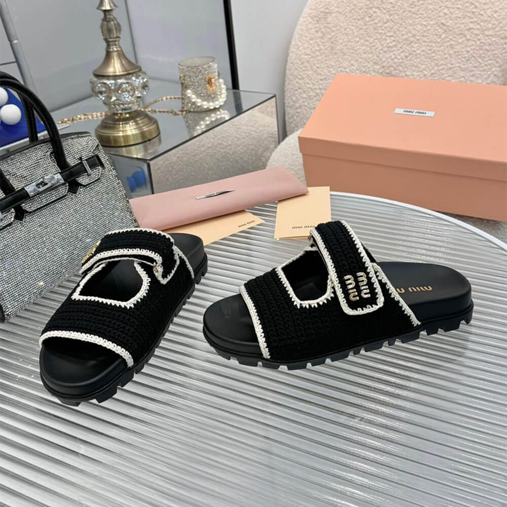 MiuMiu Crochet knit slides - Top Club