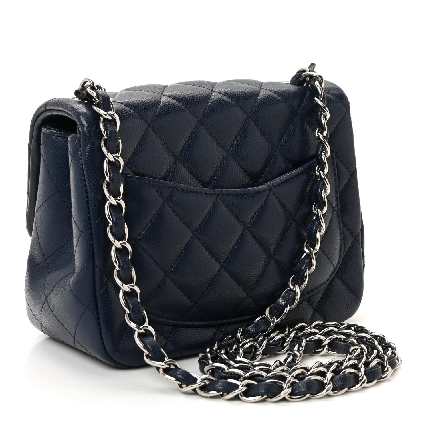 Caviar Quilted Mini Square Flap Navy - Top Club