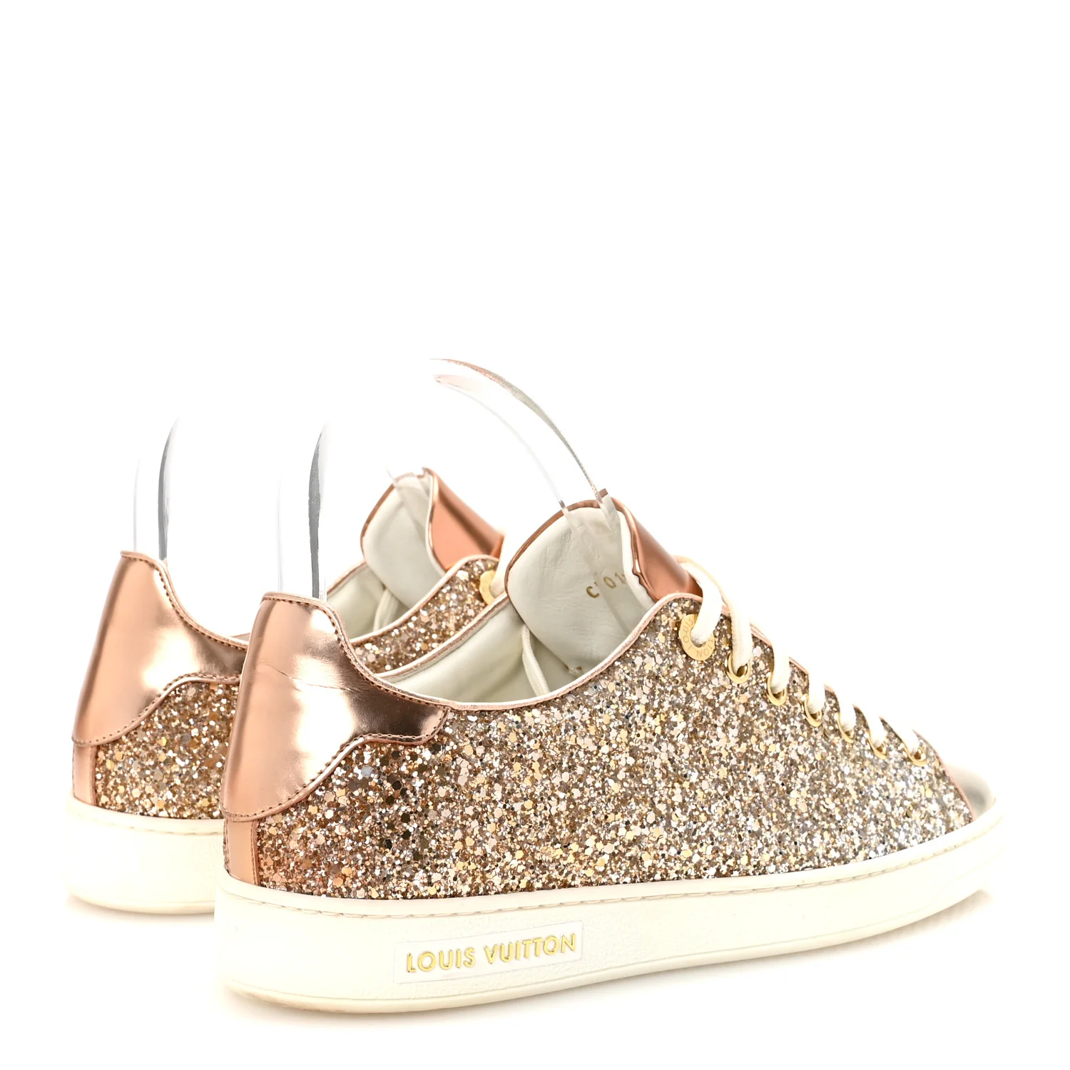 Metallic Glitter Frontrow Sneakers 37 Rose Gold - Top Club
