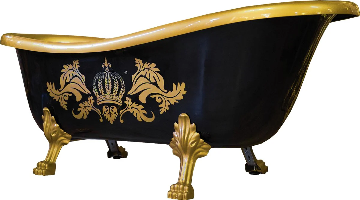 Pompöös by Luxus bathtub deluxe freestanding by Harald Glööckler black / gold / black 1560mm with gold-colored lion feet