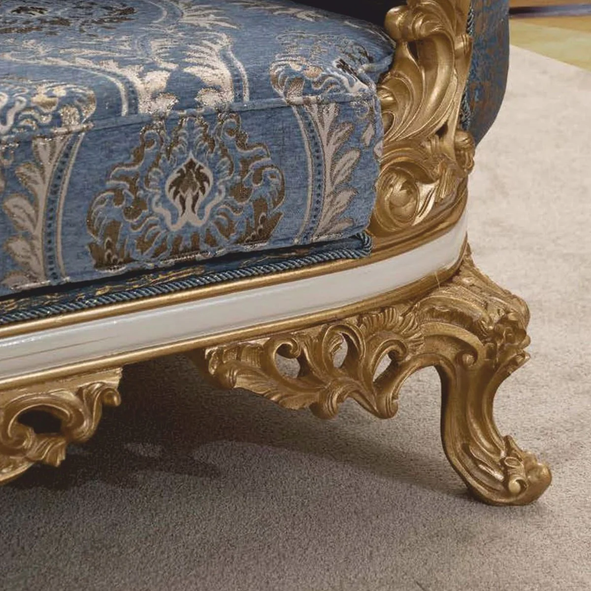 Luxury Baroque Living Room Set Blue / White / Gold - Baroque Furniture