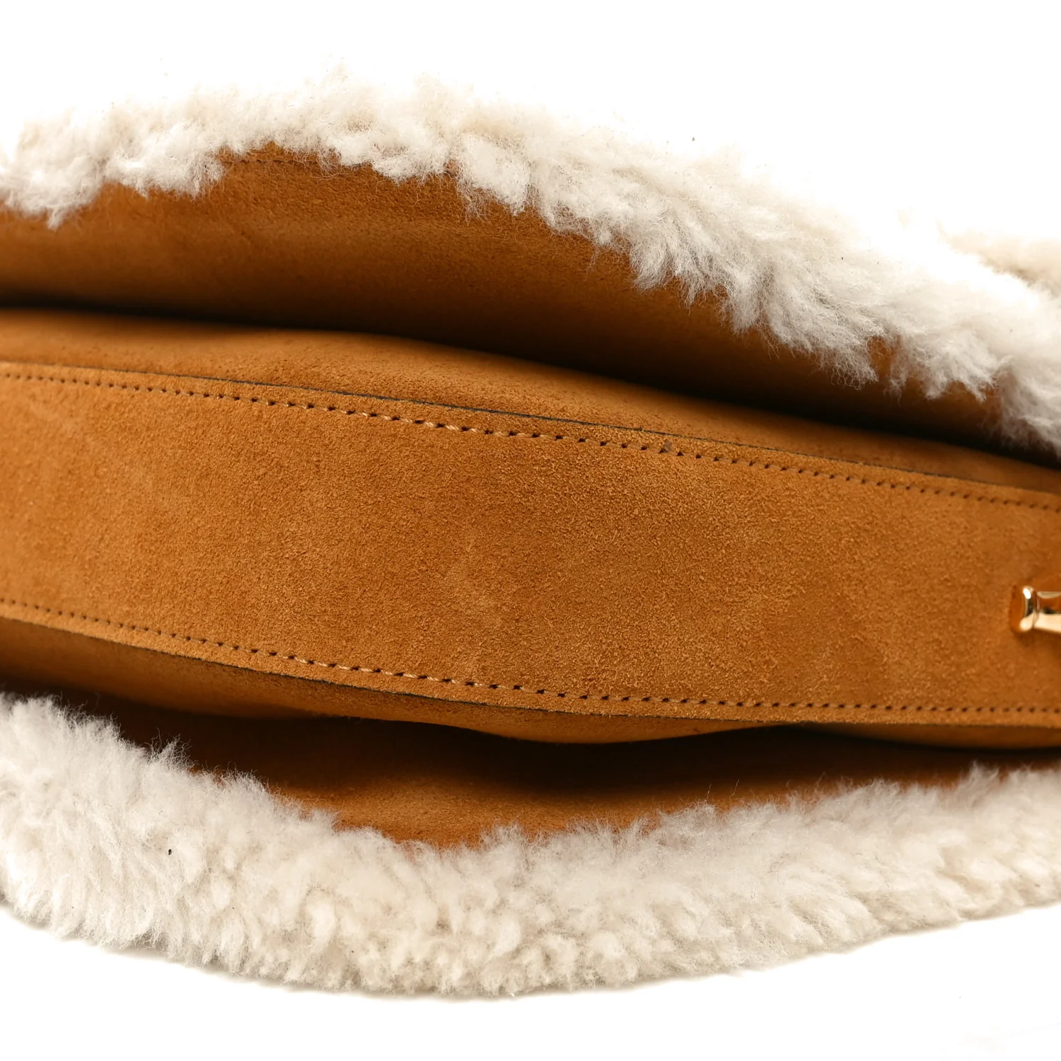 Suede Shearling Horsebit 1955 Shoulder Bag Honey Beige Milk - Top Club