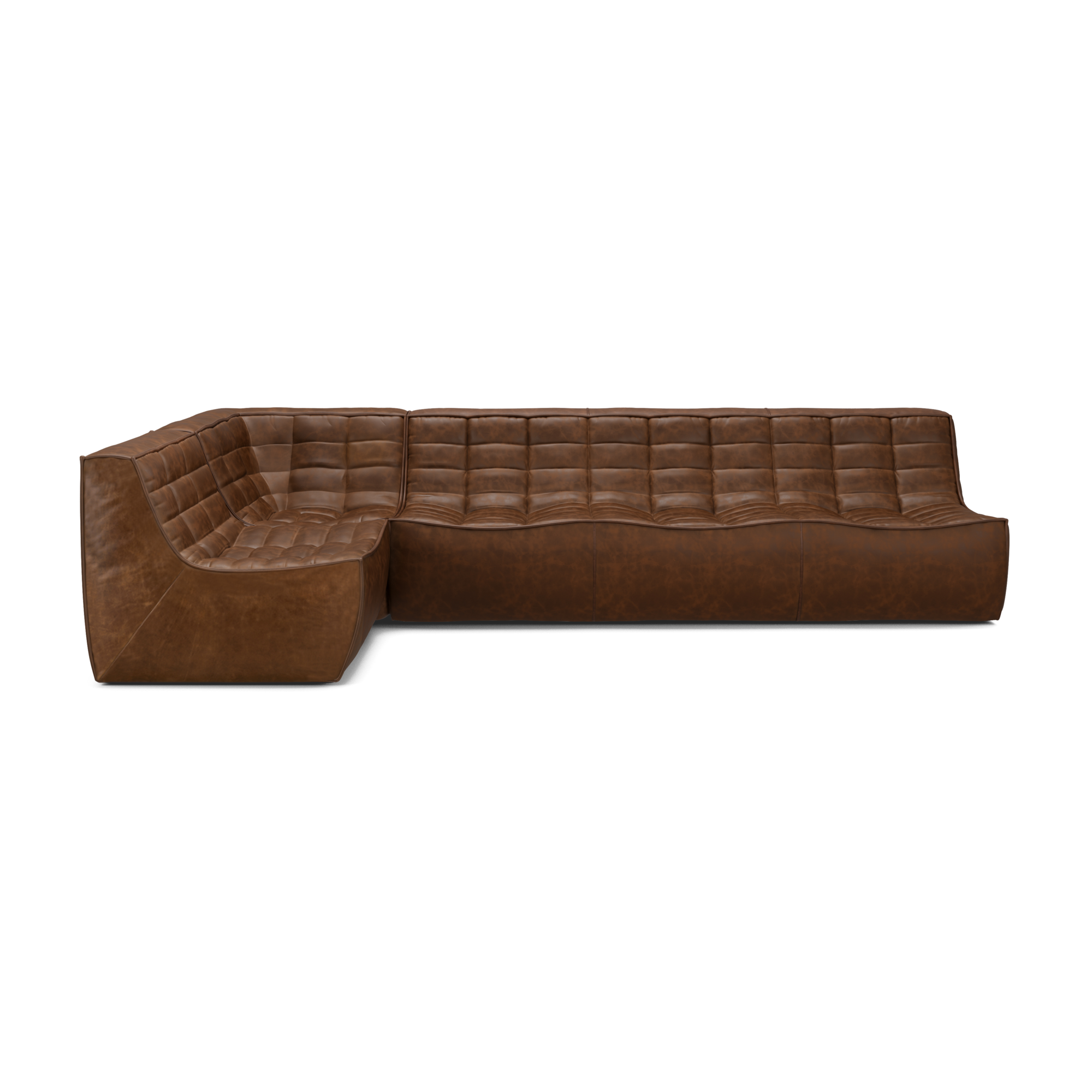 Modulaire bank N701 chestnut set 1+3 seat, 90° rechte hoek