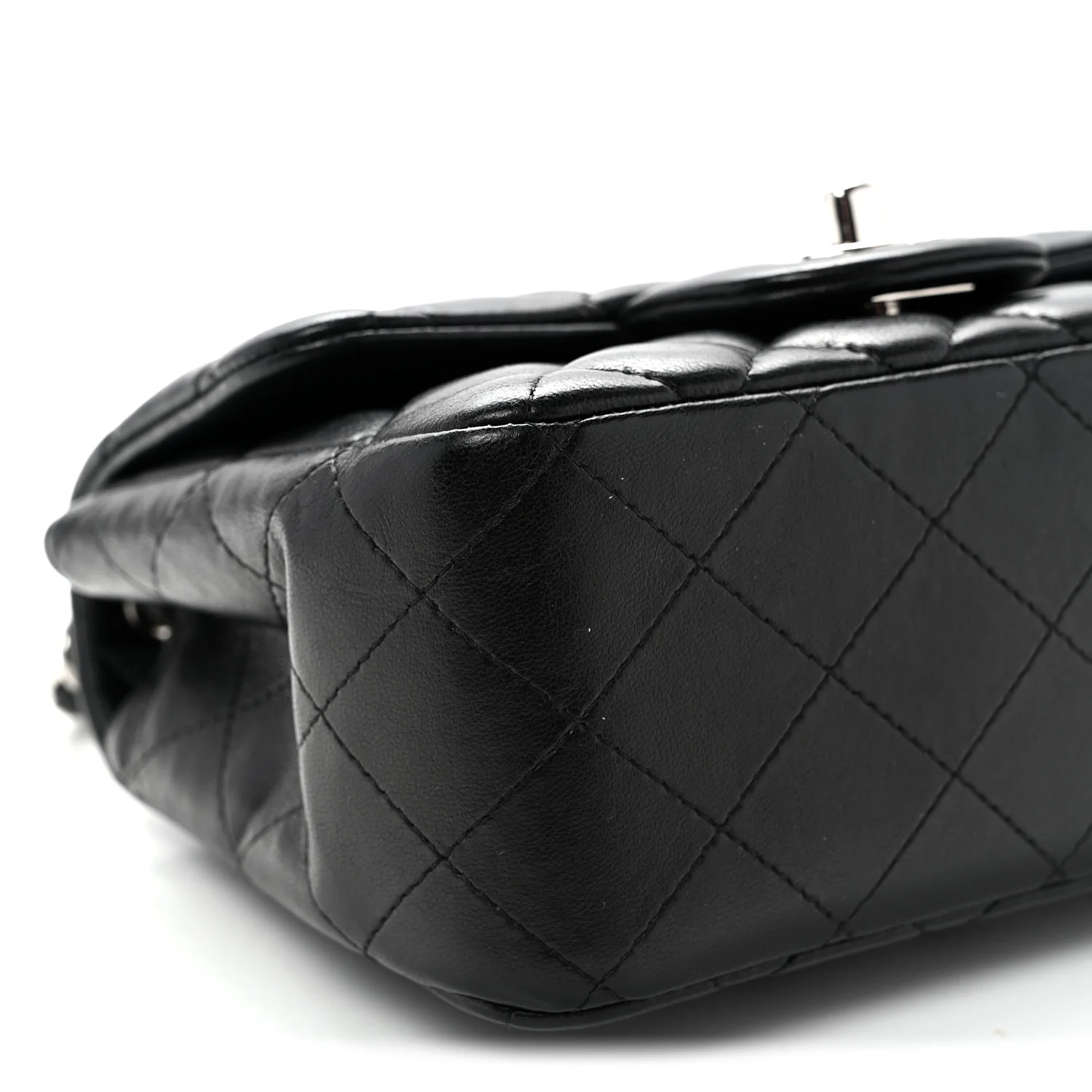 Lambskin Quilted Mini Square Flap Black - Top Club